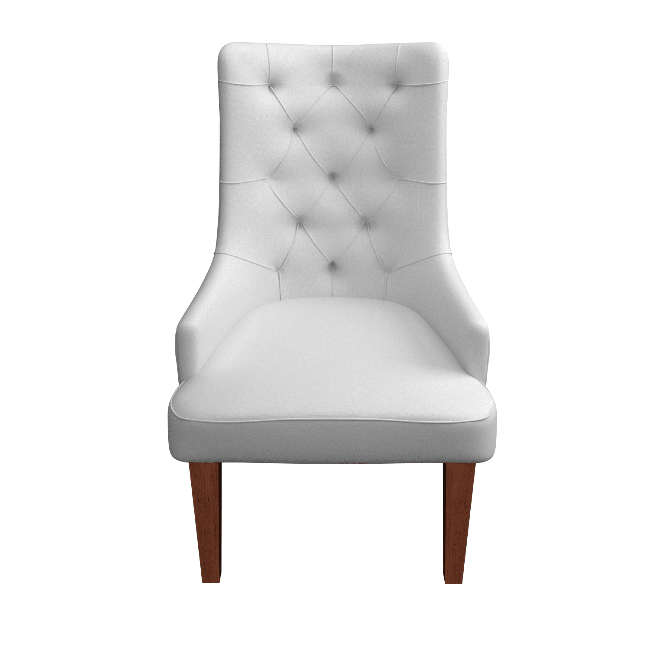 Spruce Dining Chair in Leather/Velvet with Diamond-Tufted Design and Rubberwood Legs Light Grey Dining Chair Leisuremod