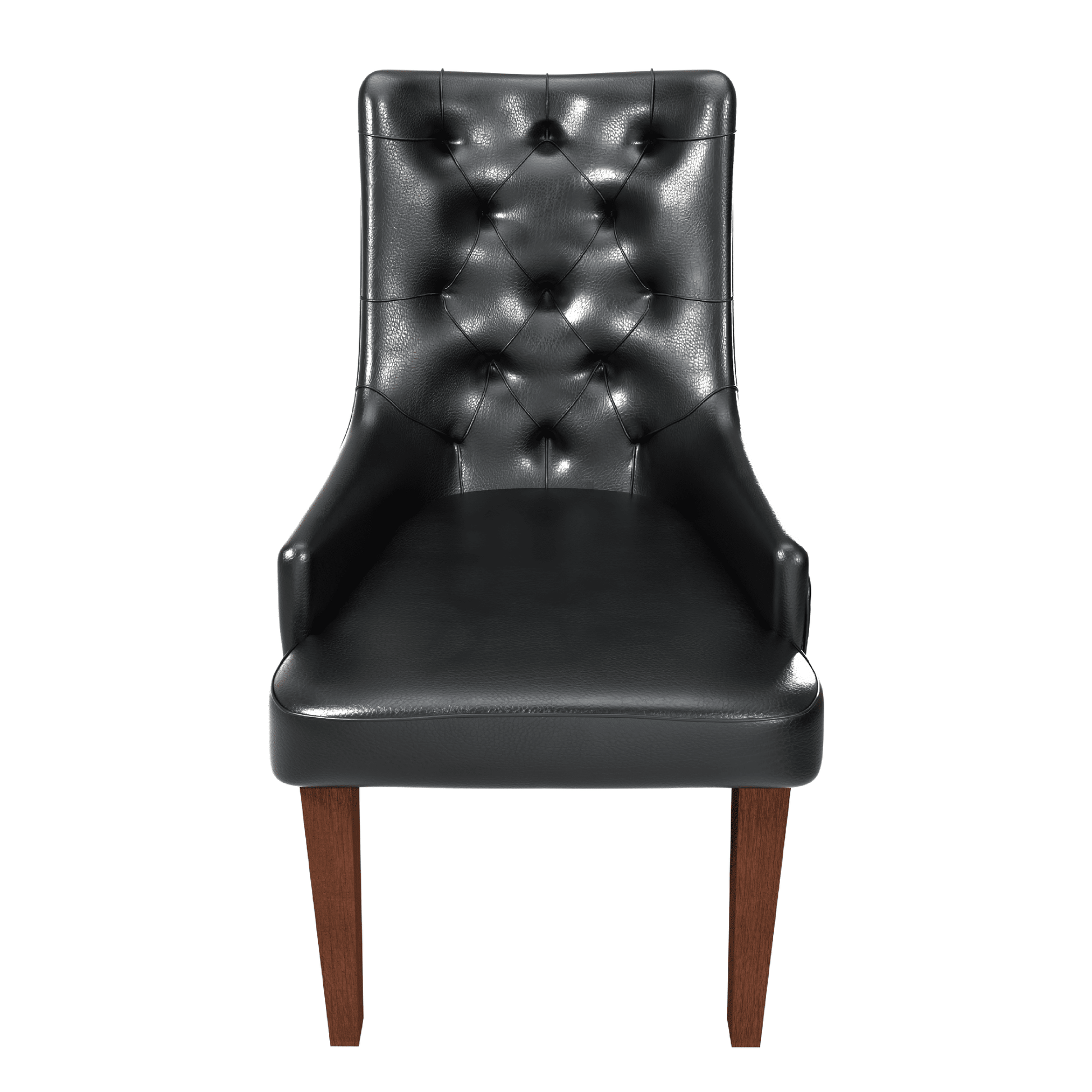 Spruce Dining Chair in Leather/Velvet with Diamond-Tufted Design and Rubberwood Legs Charcoal Grey Dining Chair Leisuremod