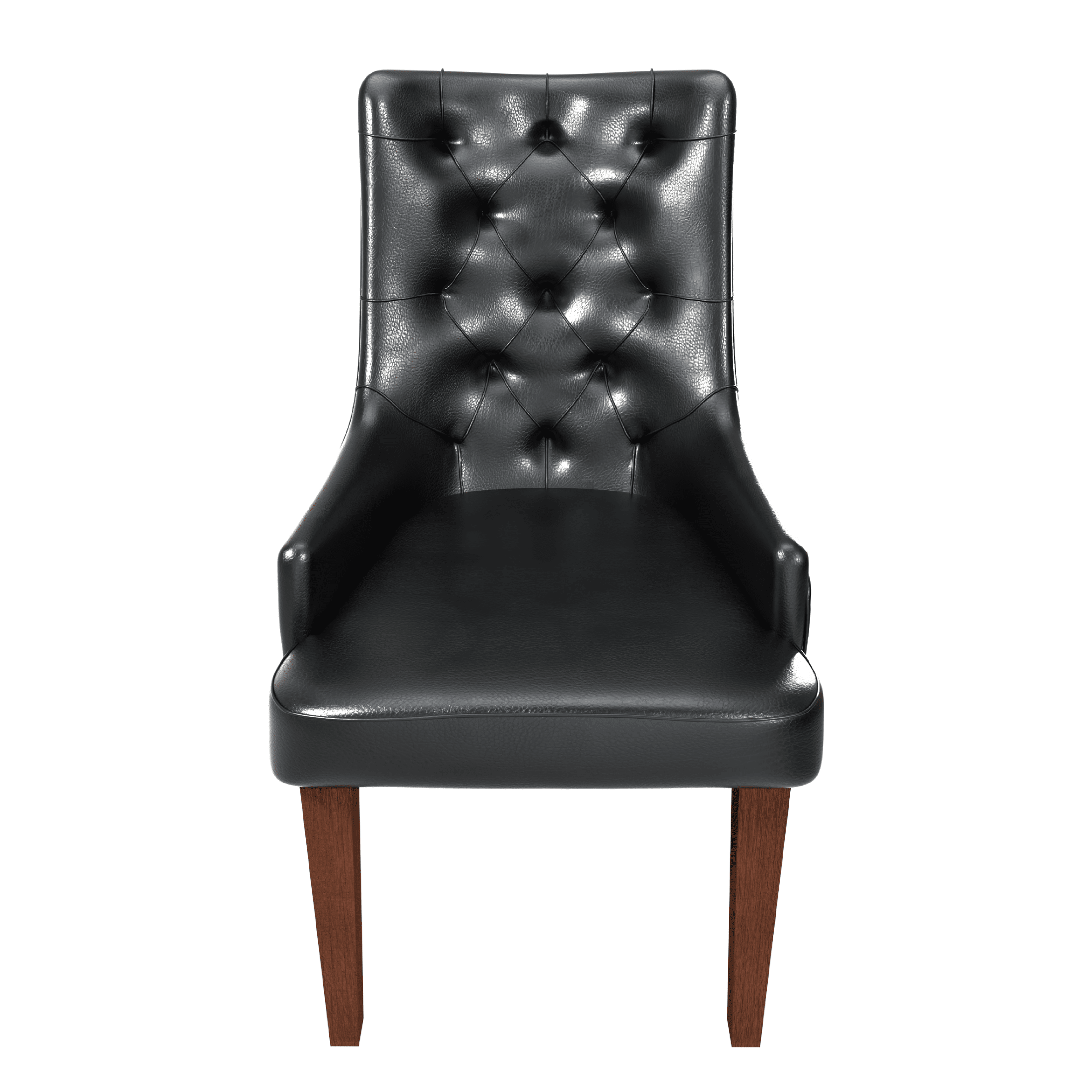 Spruce Dining Chair in Leather/Velvet with Diamond-Tufted Design and Rubberwood Legs Charcoal Grey Dining Chair Leisuremod