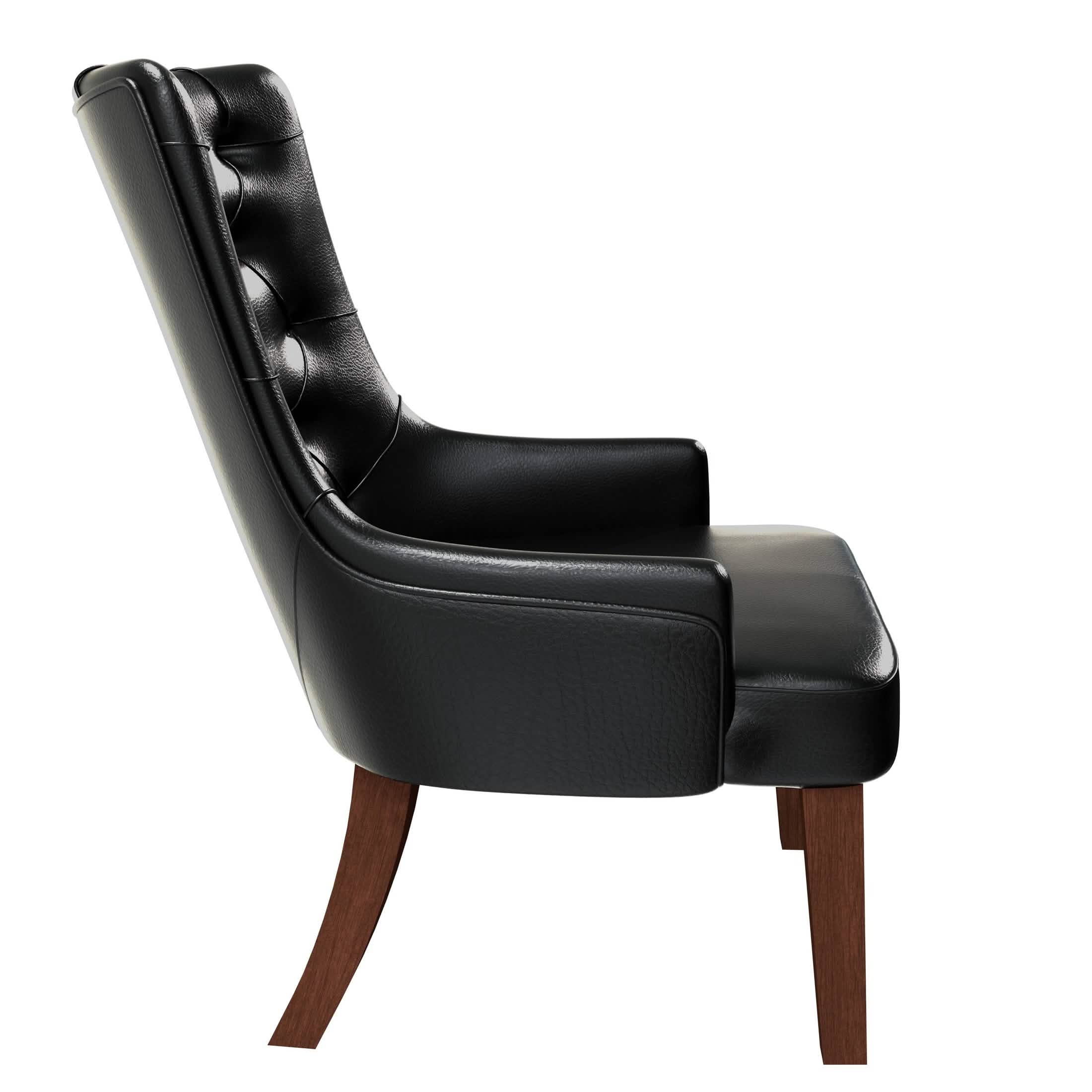 Spruce Dining Chair in Leather/Velvet with Diamond-Tufted Design and Rubberwood Legs Charcoal Grey Dining Chair Leisuremod