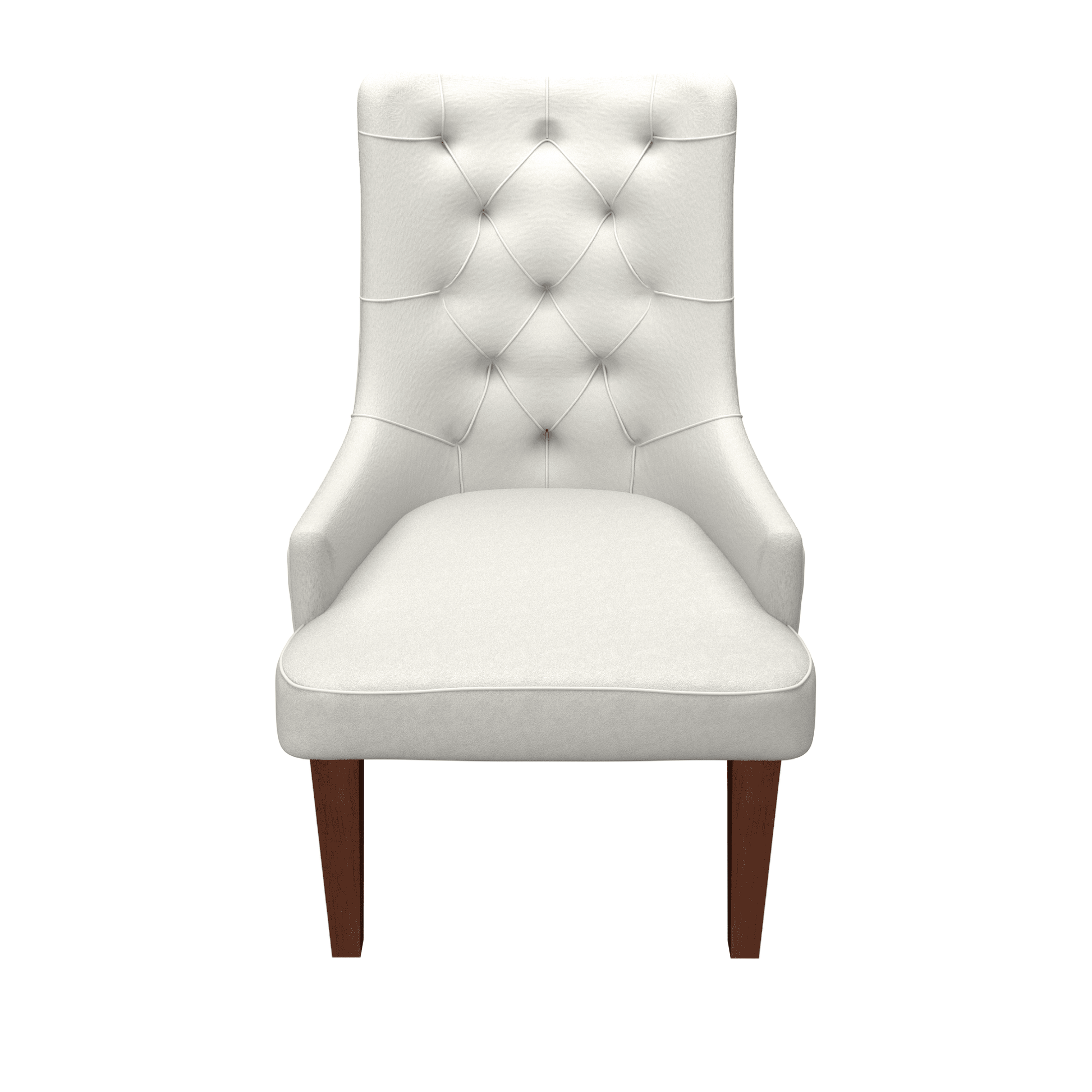 Spruce Dining Chair in Leather/Velvet with Diamond-Tufted Design and Rubberwood Legs Beige Velvet Dining Chair Leisuremod