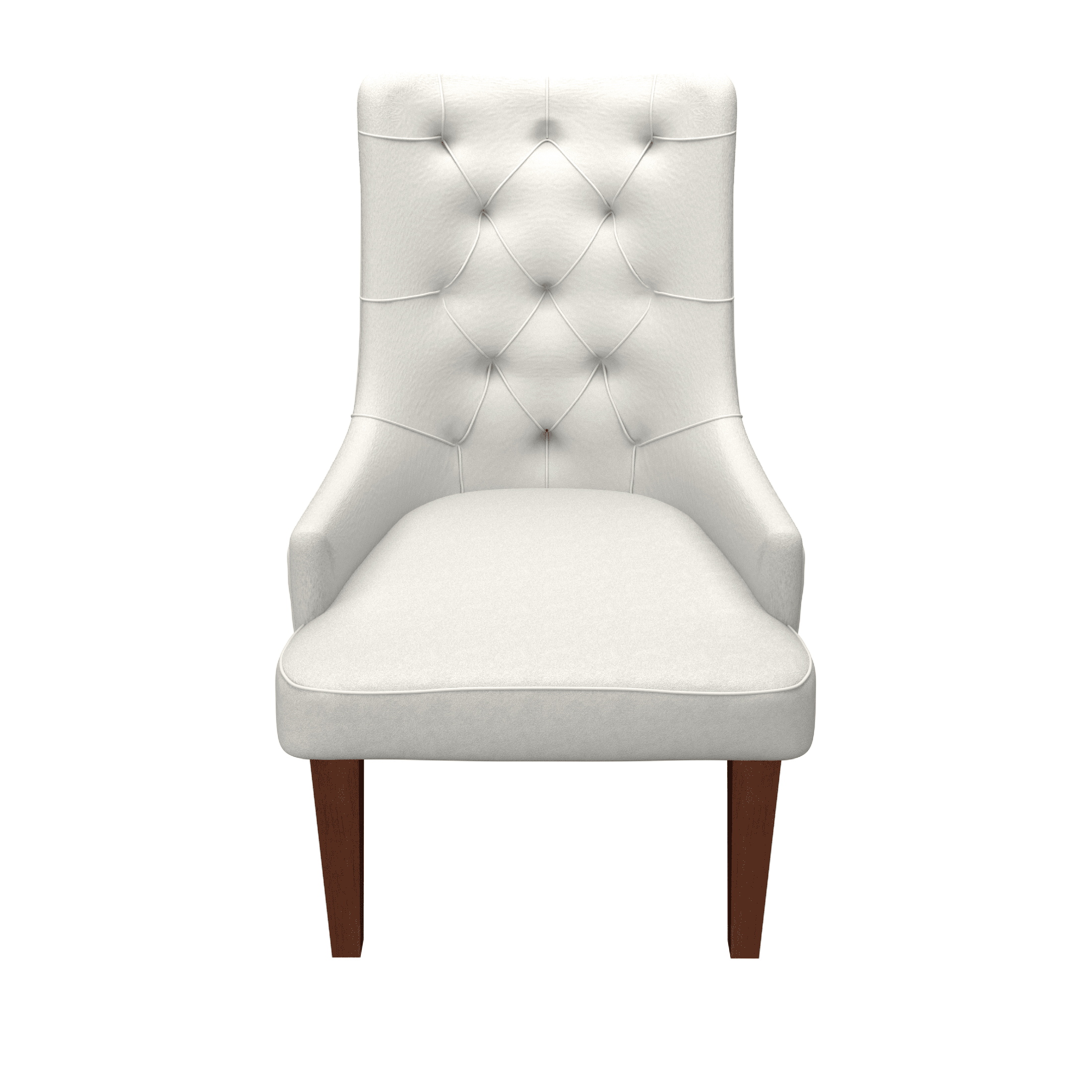 Spruce Dining Chair in Leather/Velvet with Diamond-Tufted Design and Rubberwood Legs Beige Velvet Dining Chair Leisuremod