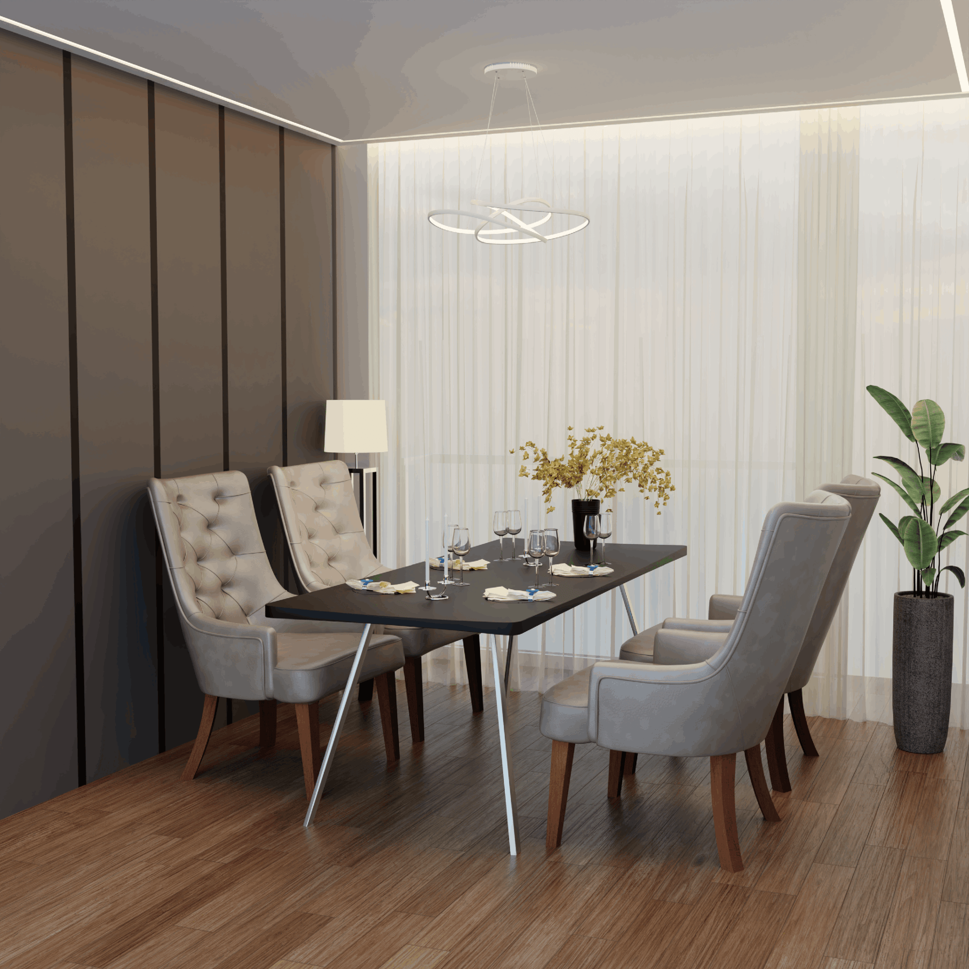 Spruce Dining Chair in Leather/Velvet with Diamond-Tufted Design and Rubberwood Legs Taupe Dining Chair Leisuremod