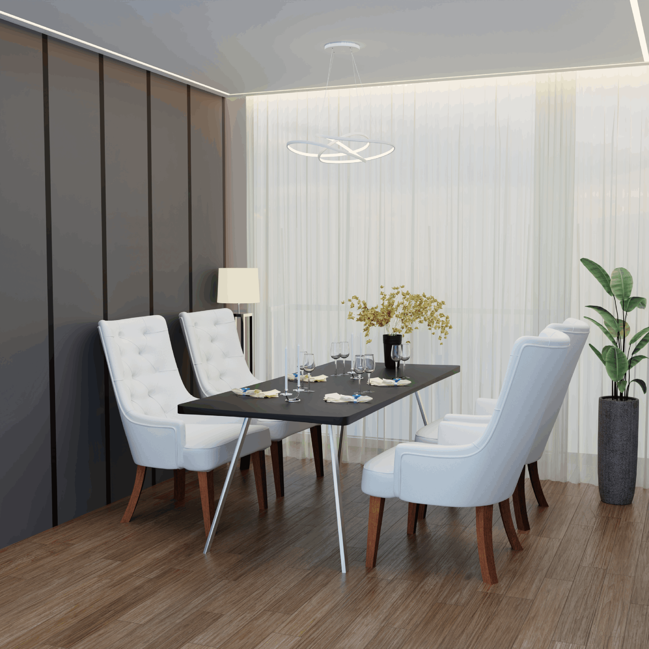 Spruce Dining Chair in Leather/Velvet with Diamond-Tufted Design and Rubberwood Legs Light Grey Dining Chair Leisuremod