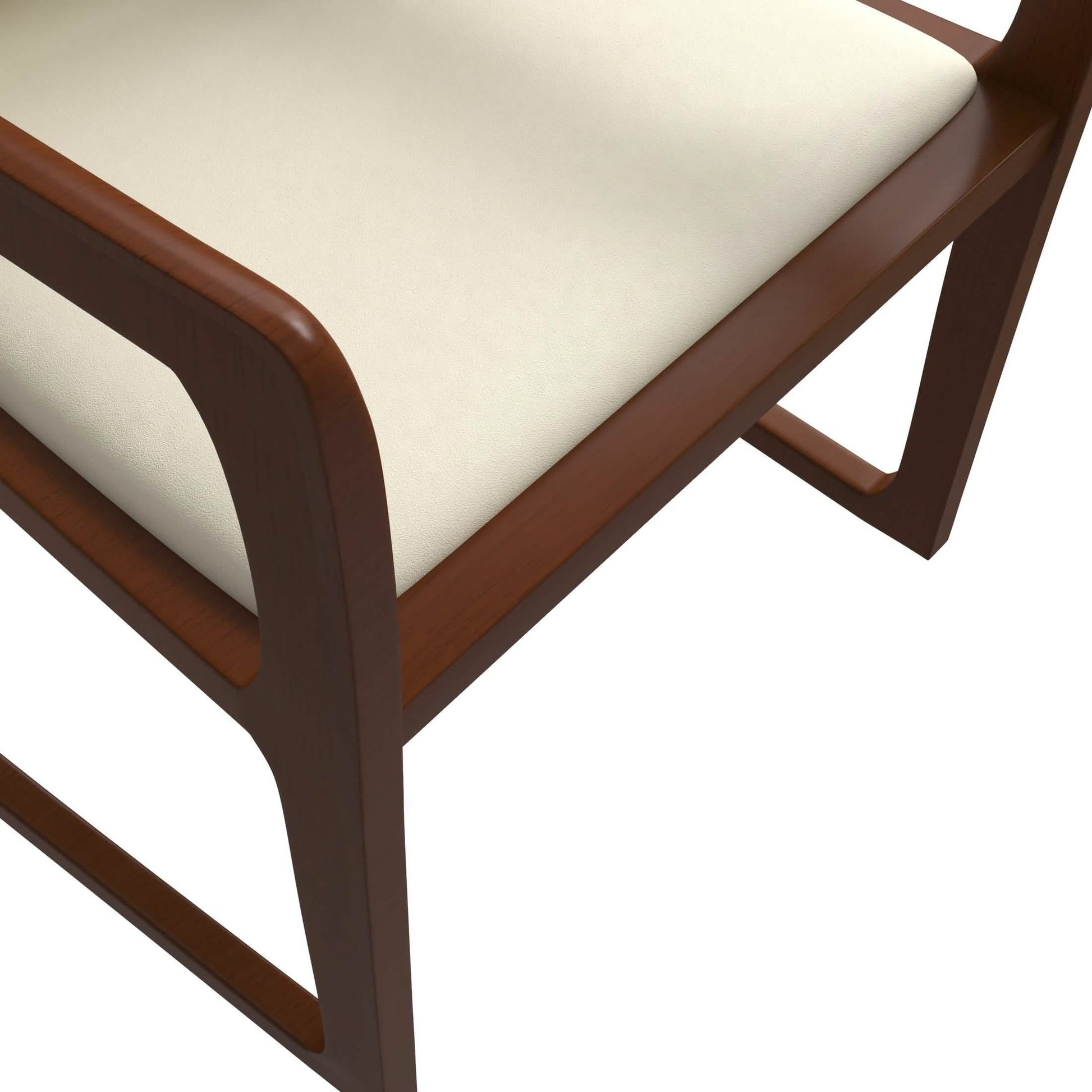 Svelta Dining Chair in Upholstered Leather Accent Arm Chair and Rubberwood Frame and Legs Cream Dining Chair LeisureMod