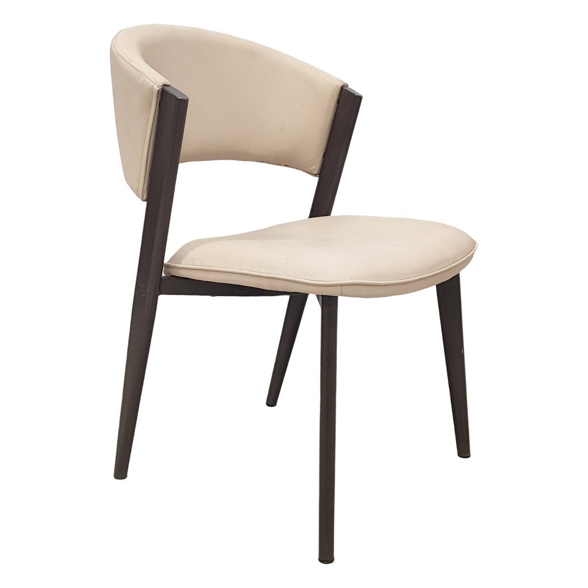 Leisuremod Dining Chair Taupe Aspen Dining Chairs Upholstered in Leather with Black Metal Legs