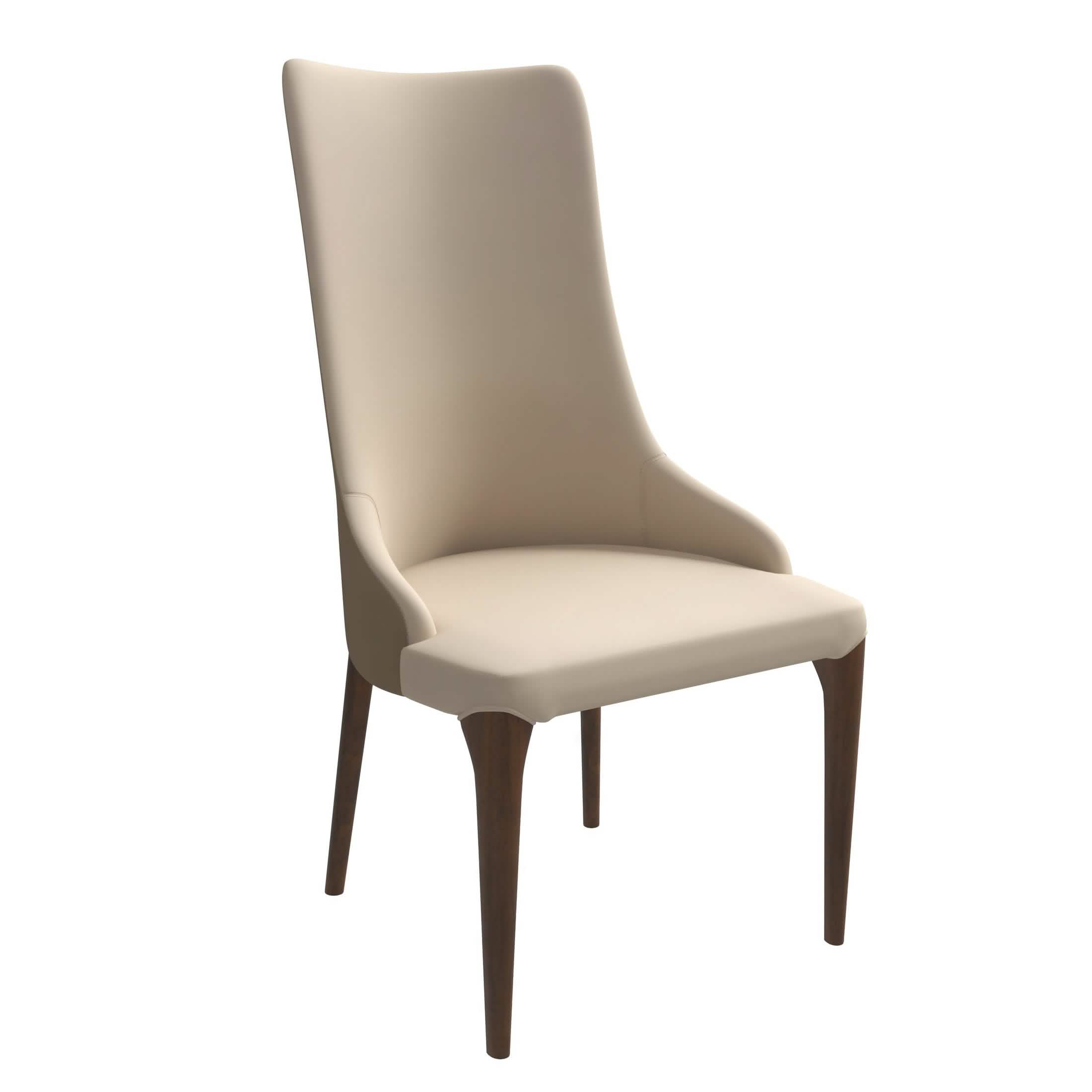 Elm Dining Chair with a Leather/Velvet Seat and a Two-Tone Color Design Backrest in Ash Wood Taupe Dining Chair Leisuremod