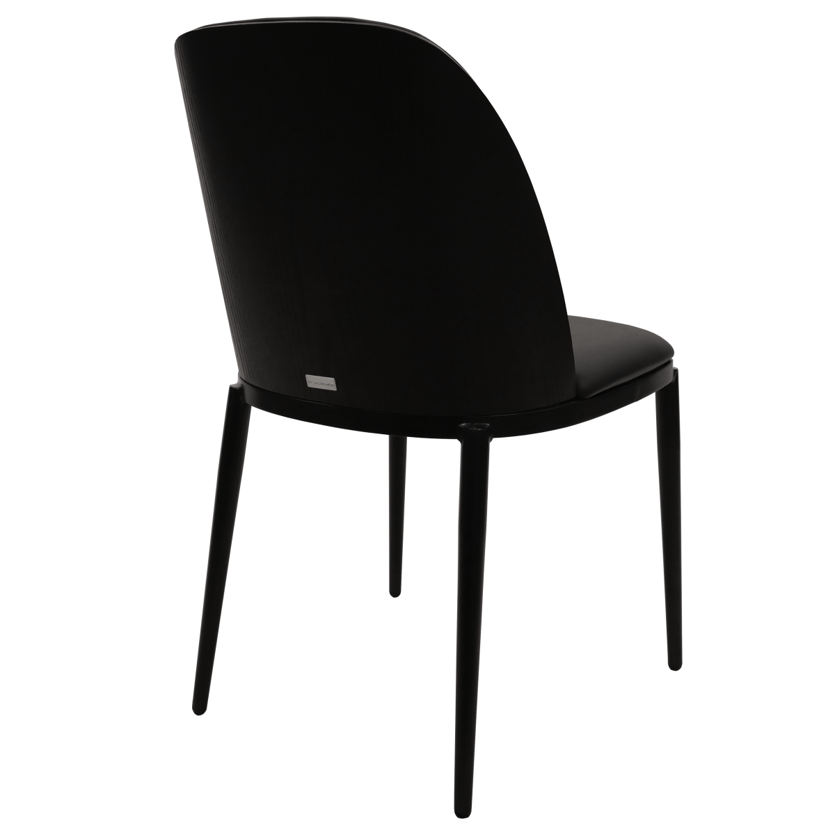 Tule Dining Side Chair with Upholstered Seat and Powder-Coated Steel Frame Black Black Black Dining Chair Leisuremod