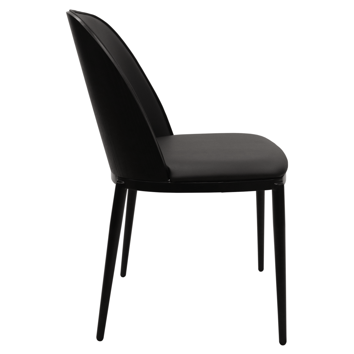 Tule Dining Side Chair with Upholstered Seat and Powder-Coated Steel Frame Black Black Black Dining Chair Leisuremod