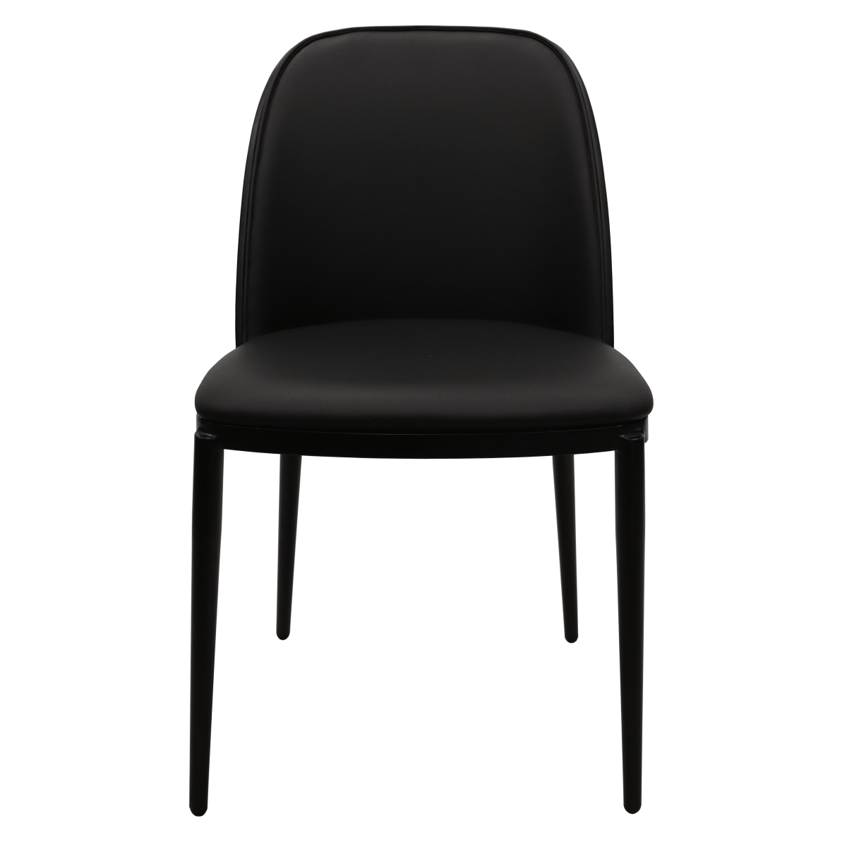 Tule Dining Side Chair with Upholstered Seat and Powder-Coated Steel Frame Black Black Black Dining Chair Leisuremod