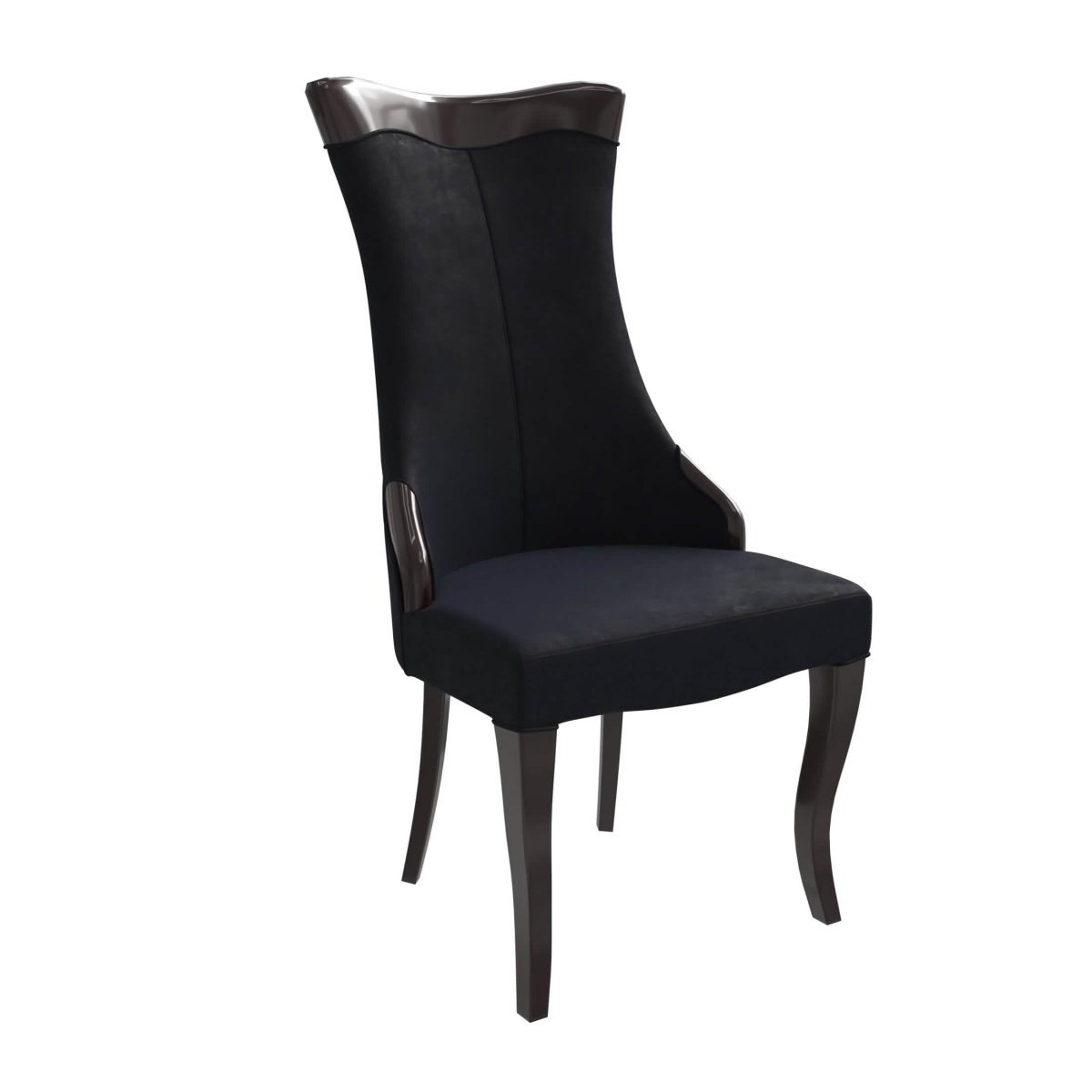 Novara Series Modern Dining Side Chair Upholstered in Leather/Velvet with Rubberwood Legs Velvet Black Dining Chair Leisuremod