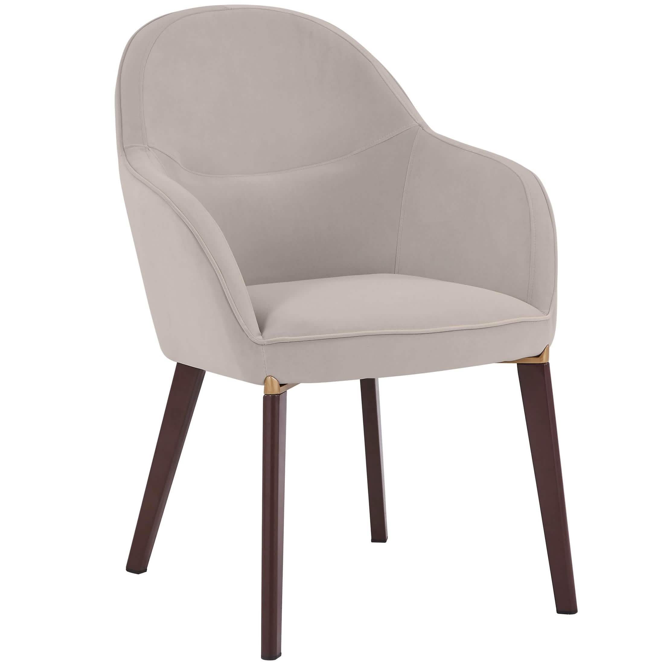 Elias Dining Chair Upholstered in Leather/Velvet and Powder Coated Legs Velvet Light Grey Dining Chair Leisuremod