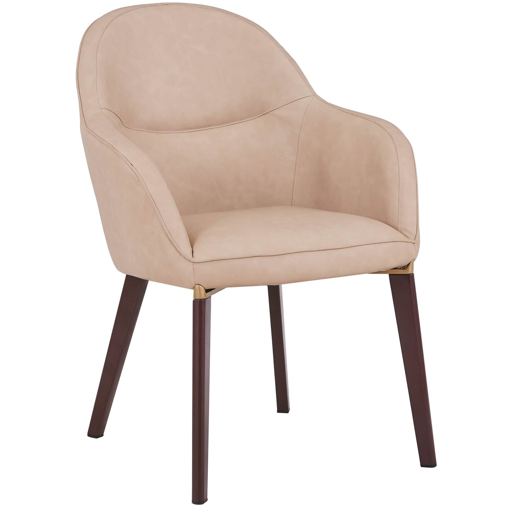 Elias Dining Chair Upholstered in Leather/Velvet and Powder Coated Legs Velvet Light Taupe Dining Chair Leisuremod