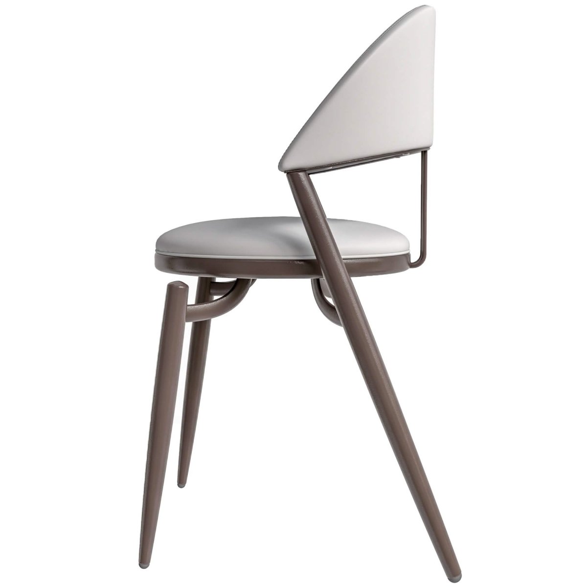 Venice Dining Chair Upholstered Leather in Iron With an Open Curved Back Design White Dining Chair Leisuremod