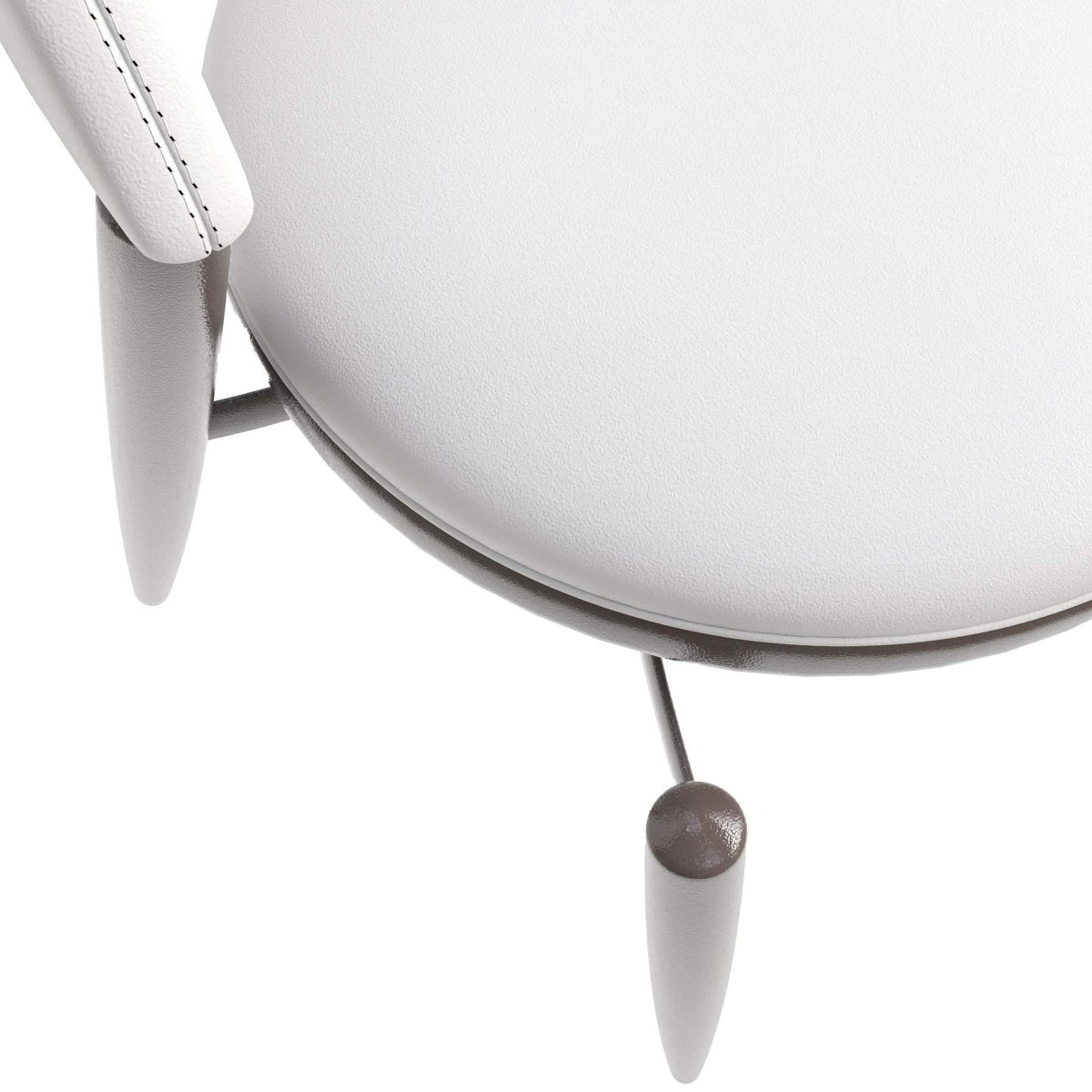 Venice Dining Chair Upholstered Leather in Iron With an Open Curved Back Design White Dining Chair Leisuremod