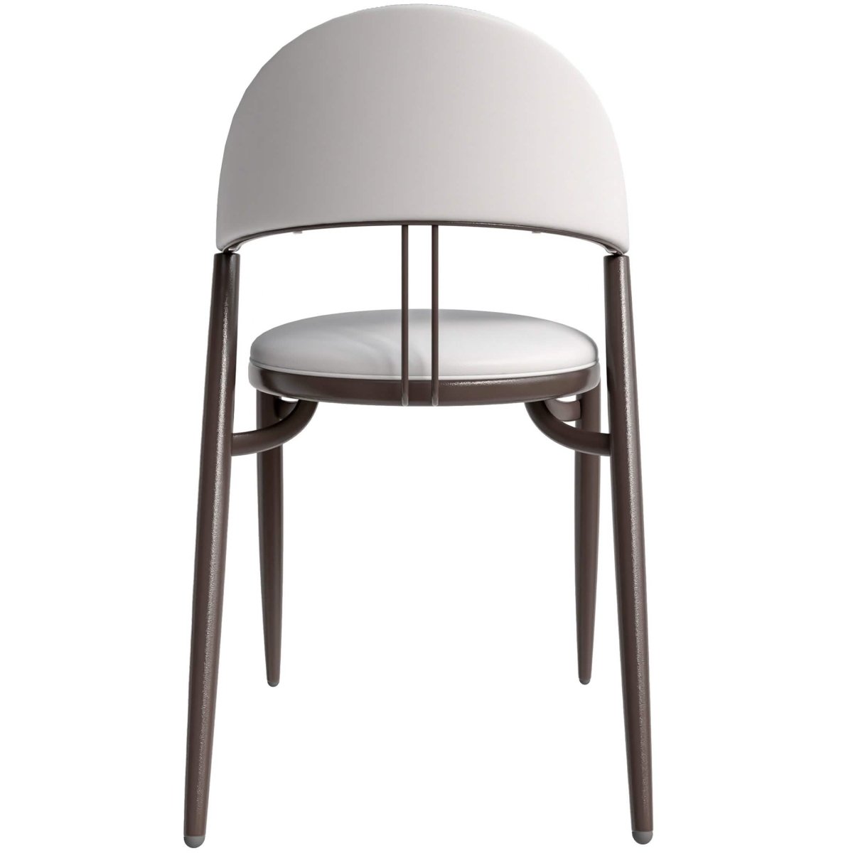 Venice Dining Chair Upholstered Leather in Iron With an Open Curved Back Design White Dining Chair Leisuremod
