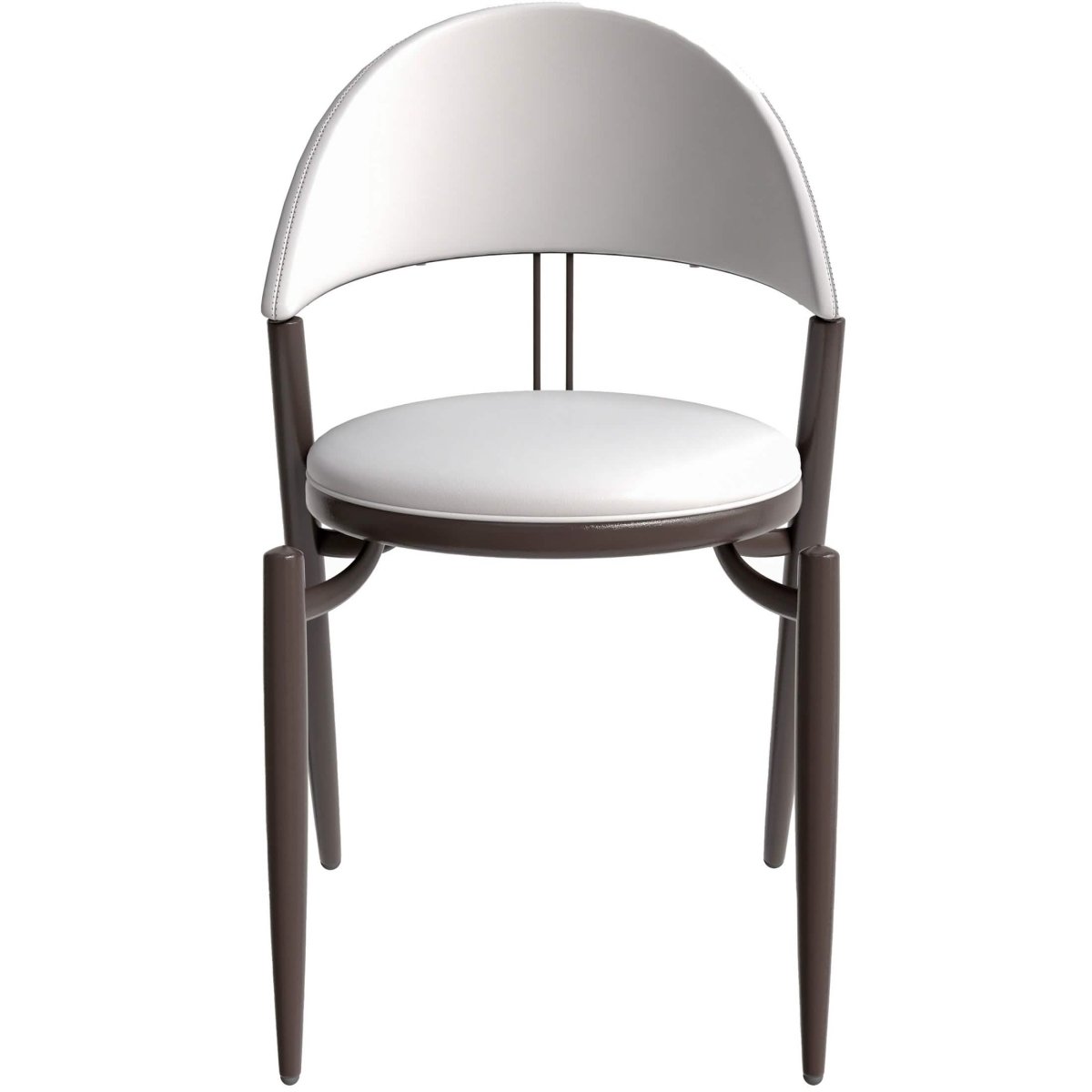 Venice Dining Chair Upholstered Leather in Iron With an Open Curved Back Design White Dining Chair Leisuremod