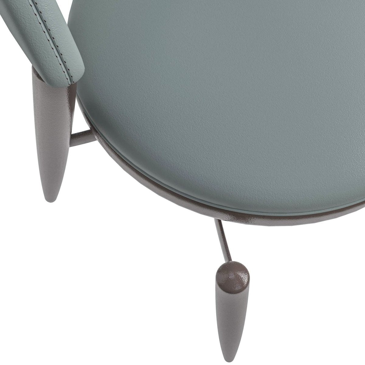 Venice Dining Chair Upholstered Leather in Iron With an Open Curved Back Design Light Grey Dining Chair Leisuremod