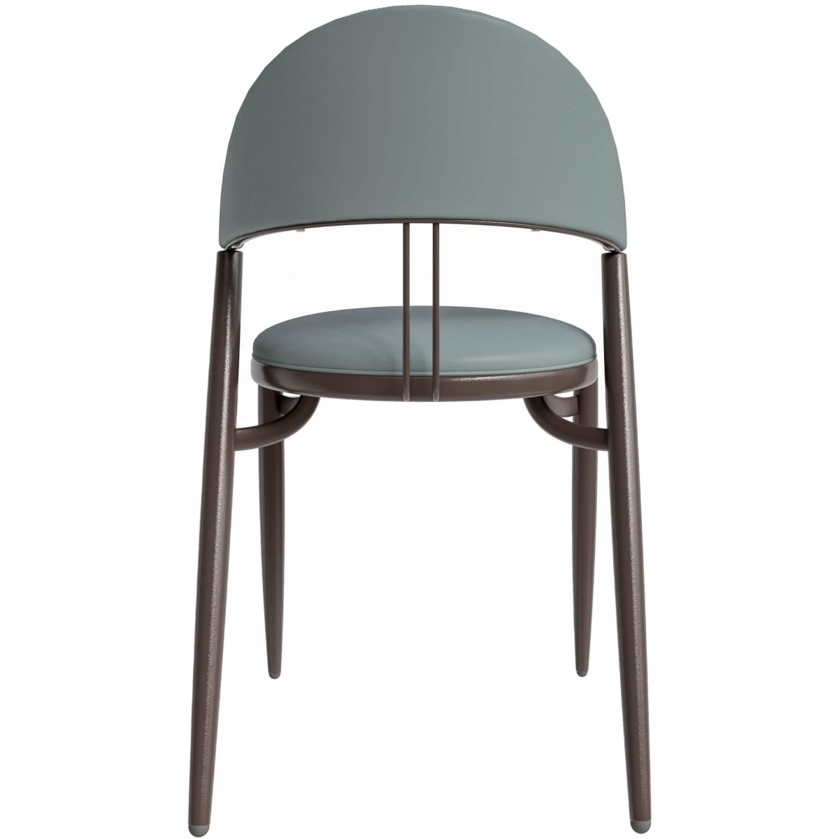 Venice Dining Chair Upholstered Leather in Iron With an Open Curved Back Design Light Grey Dining Chair Leisuremod