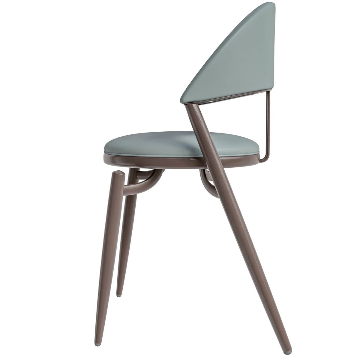 Venice Dining Chair Upholstered Leather in Iron With an Open Curved Back Design Light Grey Dining Chair Leisuremod