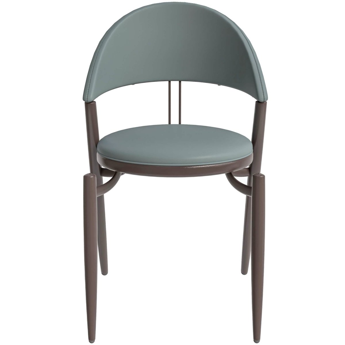 Venice Dining Chair Upholstered Leather in Iron With an Open Curved Back Design Light Grey Dining Chair Leisuremod