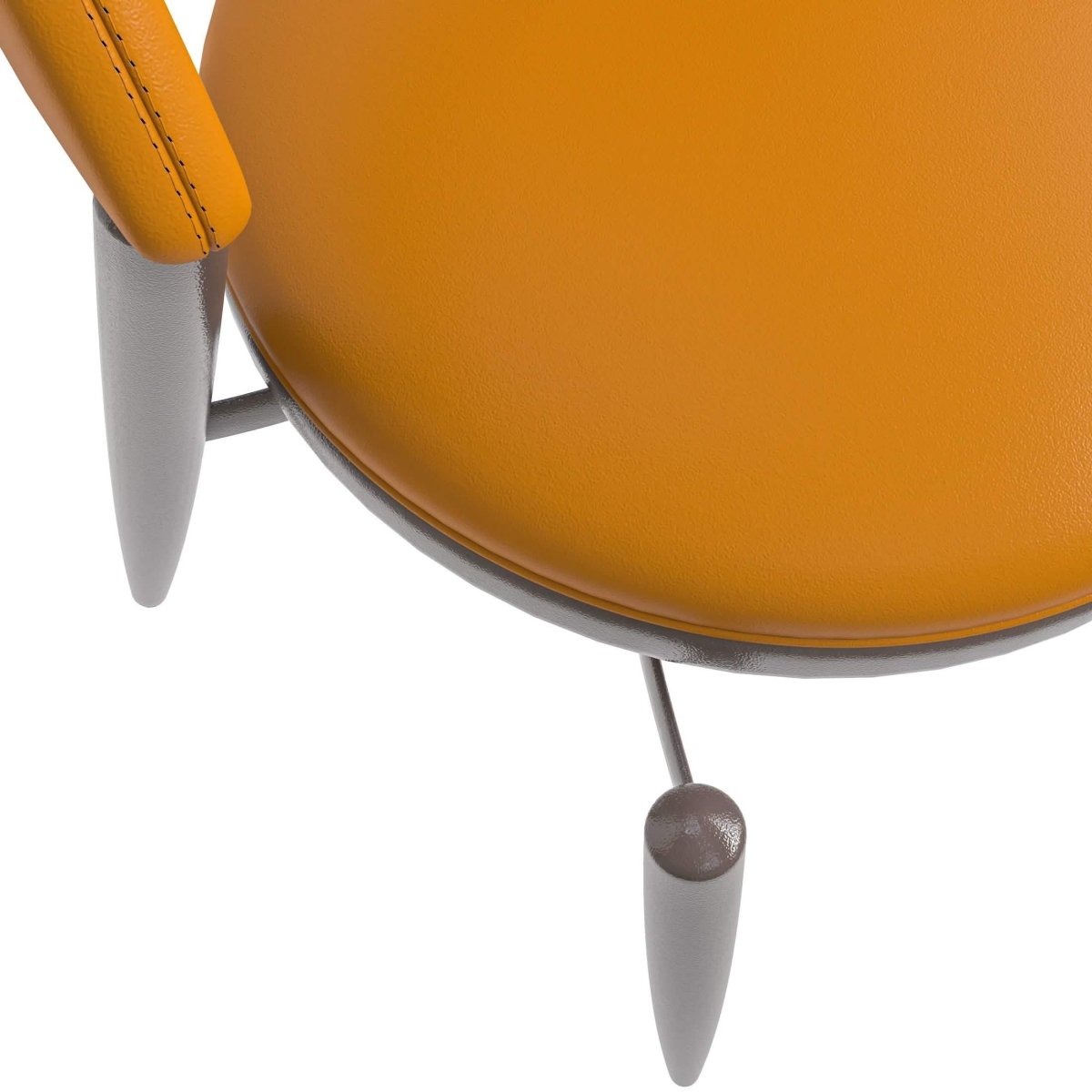 Venice Dining Chair Upholstered Leather in Iron With an Open Curved Back Design Light Brown Dining Chair Leisuremod