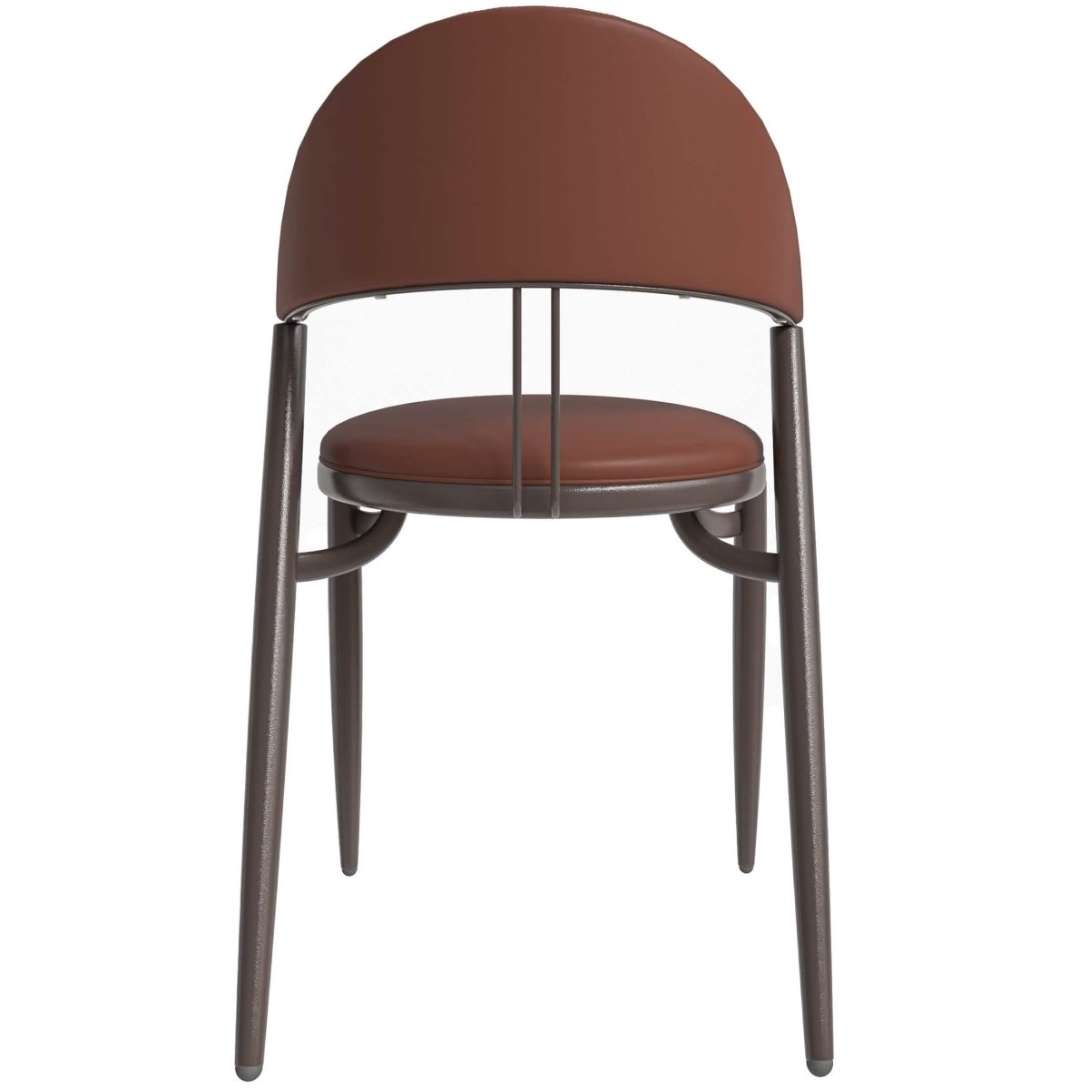 Venice Dining Chair Upholstered Leather in Iron With an Open Curved Back Design Dark Brown Dining Chair Leisuremod
