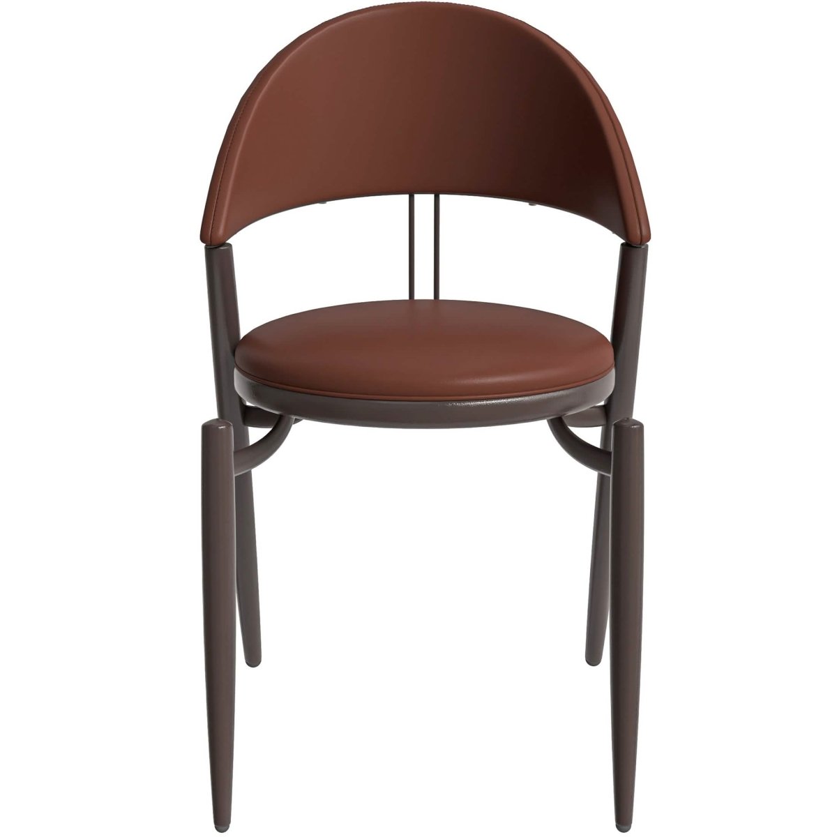 Venice Dining Chair Upholstered Leather in Iron With an Open Curved Back Design Dark Brown Dining Chair Leisuremod