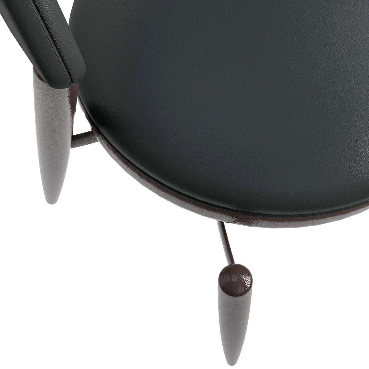 Venice Dining Chair Upholstered Leather in Iron With an Open Curved Back Design Black Dining Chair Leisuremod