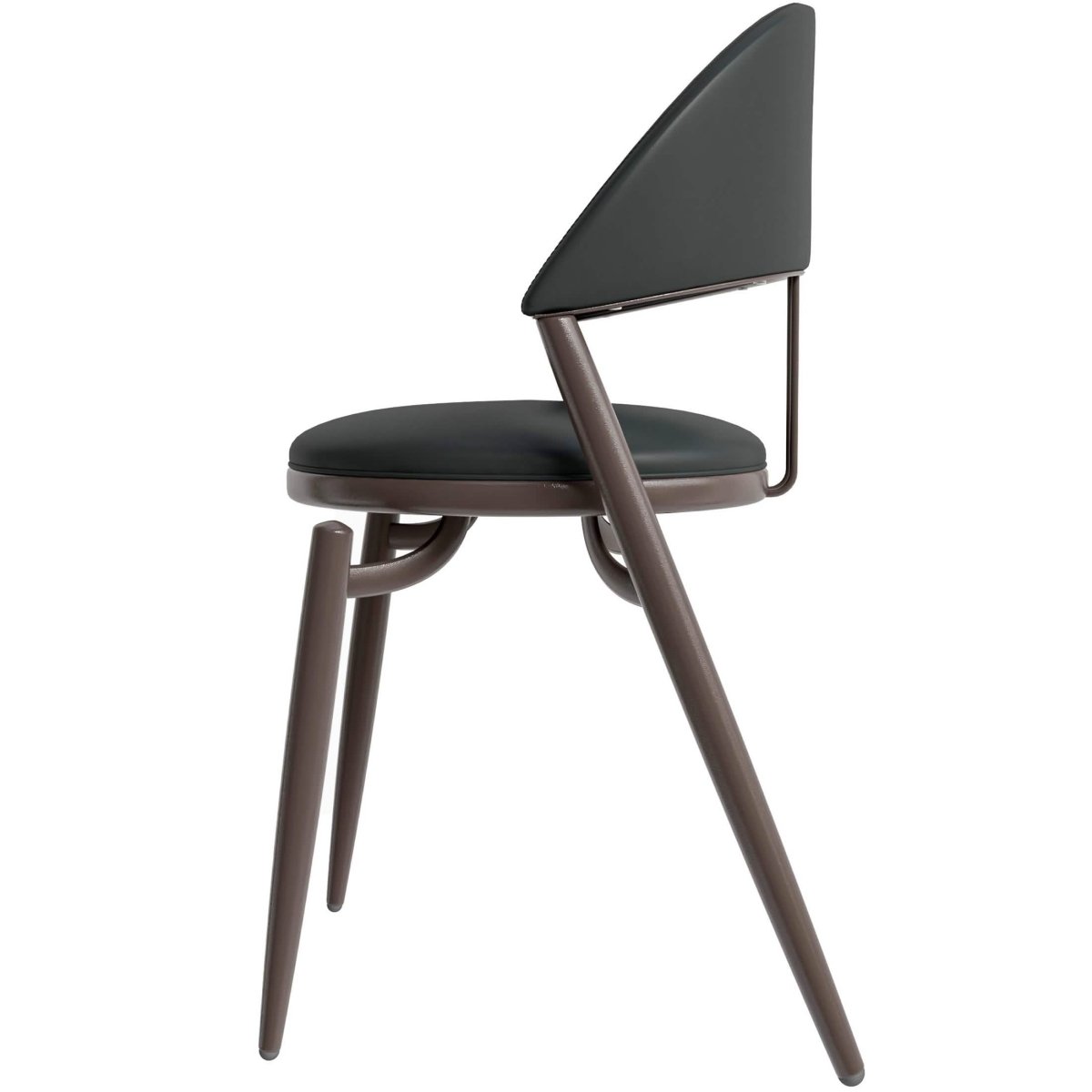 Venice Dining Chair Upholstered Leather in Iron With an Open Curved Back Design Black Dining Chair Leisuremod