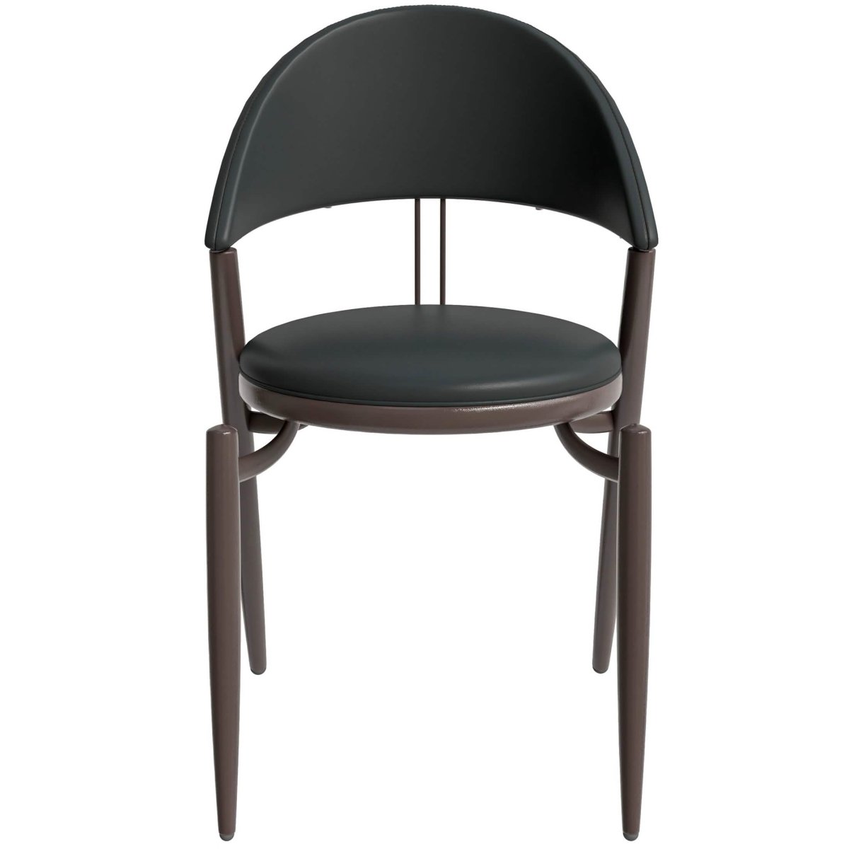 Venice Dining Chair Upholstered Leather in Iron With an Open Curved Back Design Black Dining Chair Leisuremod
