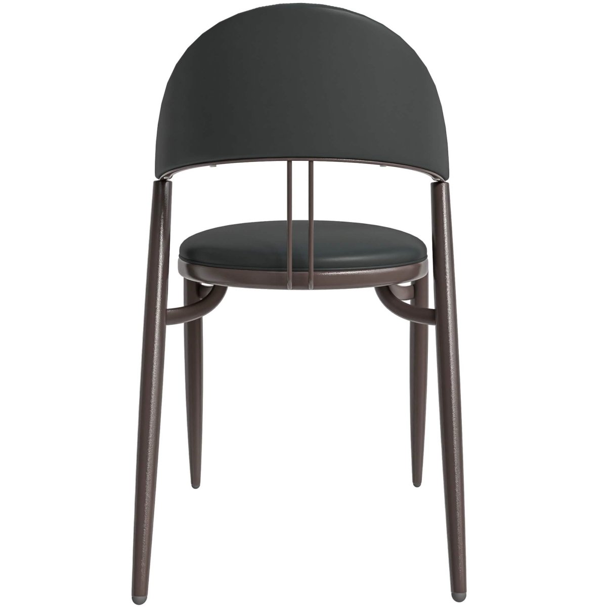 Venice Dining Chair Upholstered Leather in Iron With an Open Curved Back Design Black Dining Chair Leisuremod
