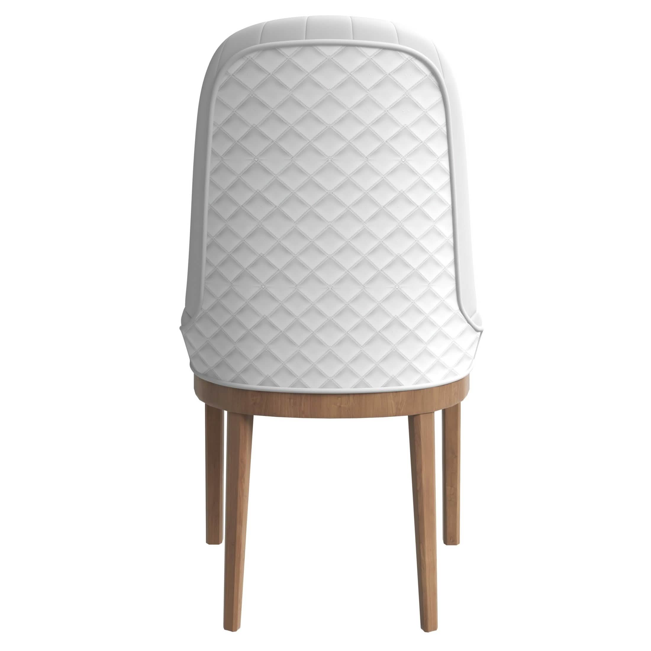 Verisma Dining Chair Upholstered in Leather with Diamond Stitching Back Design White Dining Chair Leisuremod