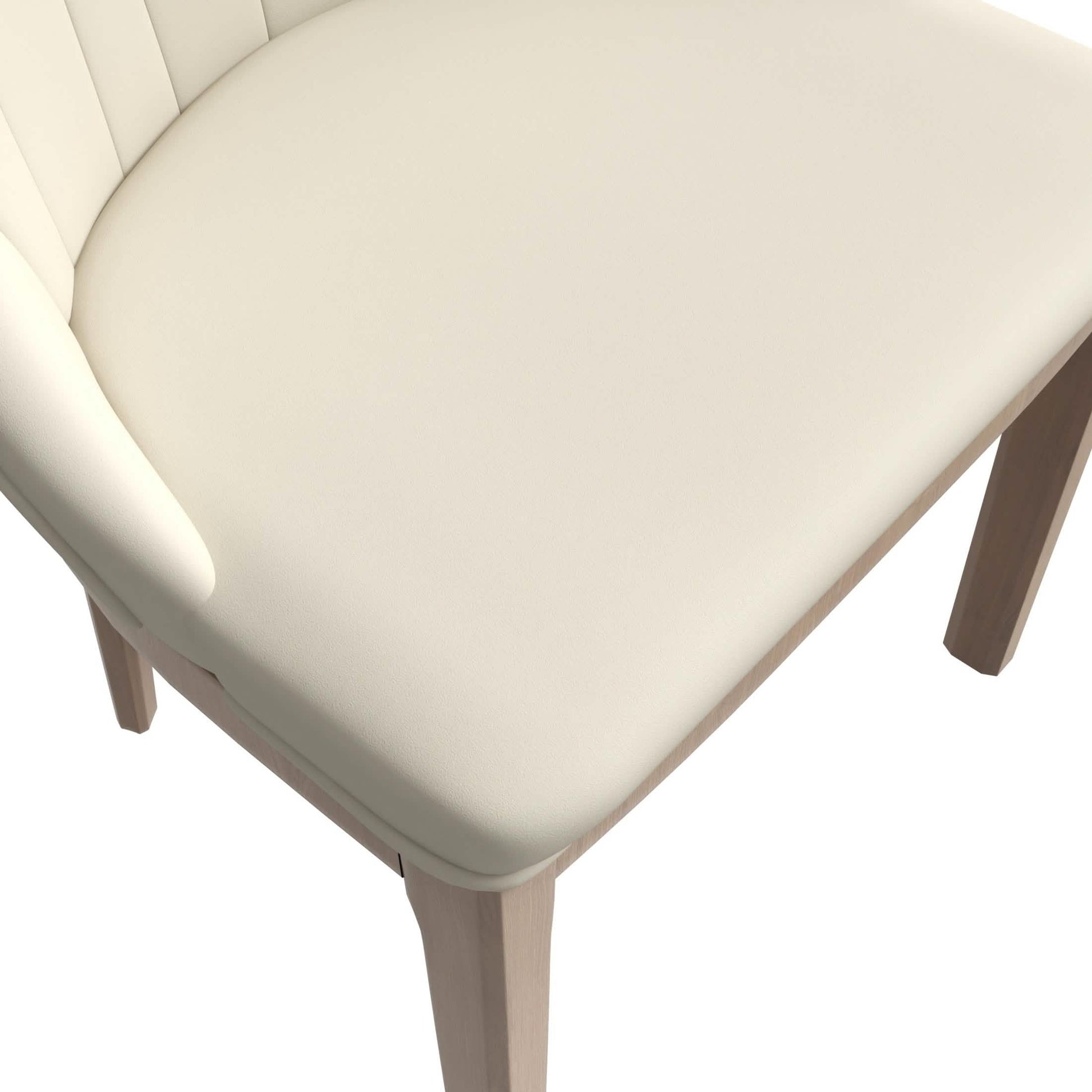 Verisma Dining Chair Upholstered in Leather with Diamond Stitching Back Design Light Toupe Dining Chair Leisuremod