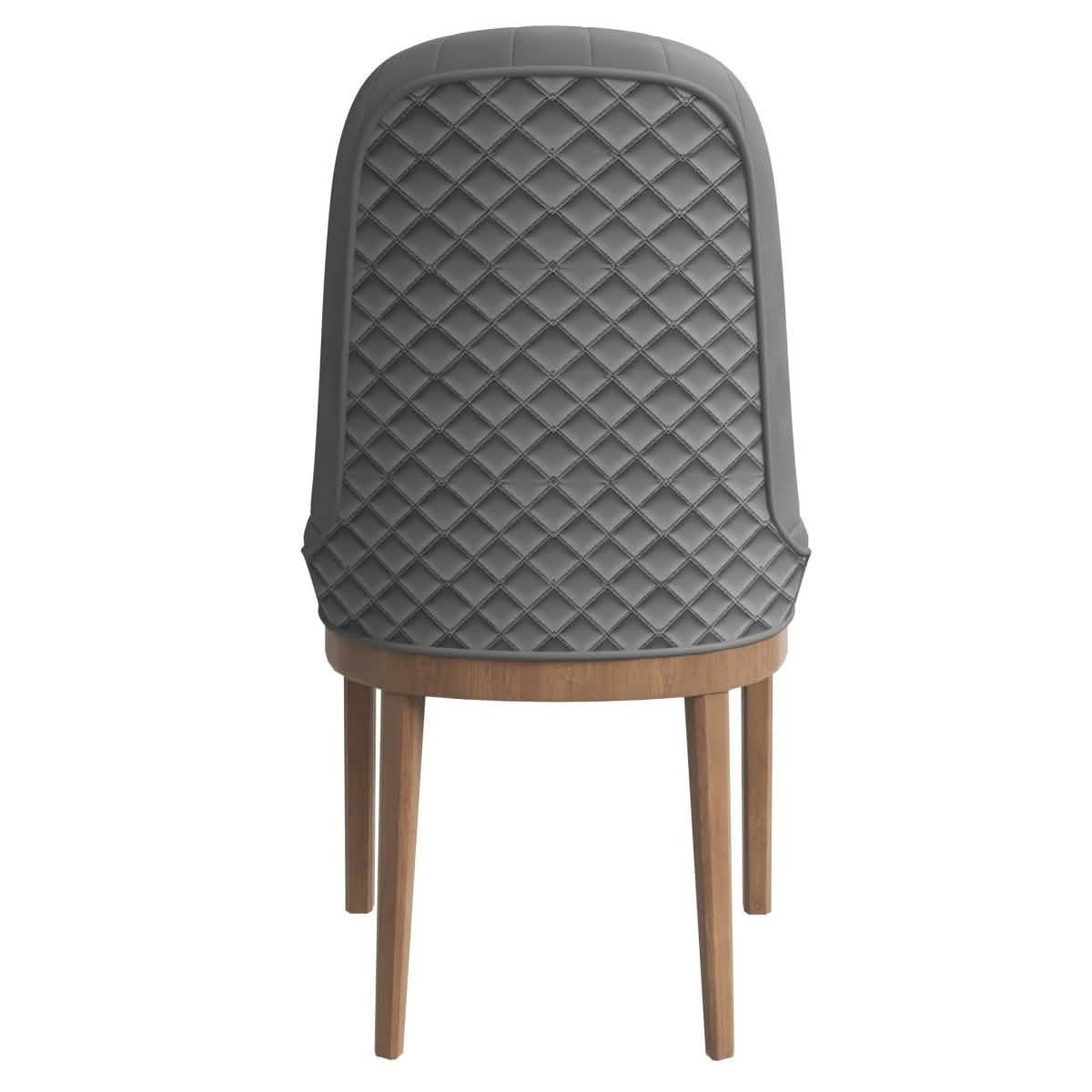 Verisma Dining Chair Upholstered in Leather with Diamond Stitching Back Design Grey Dining Chair Leisuremod