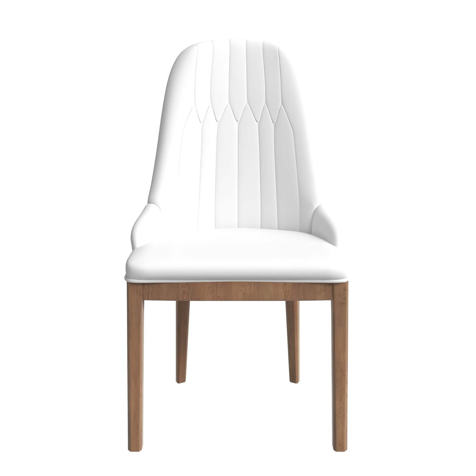 Verisma Dining Chair Upholstered in Leather with Diamond Stitching Back Design Black White Dining Chair Leisuremod