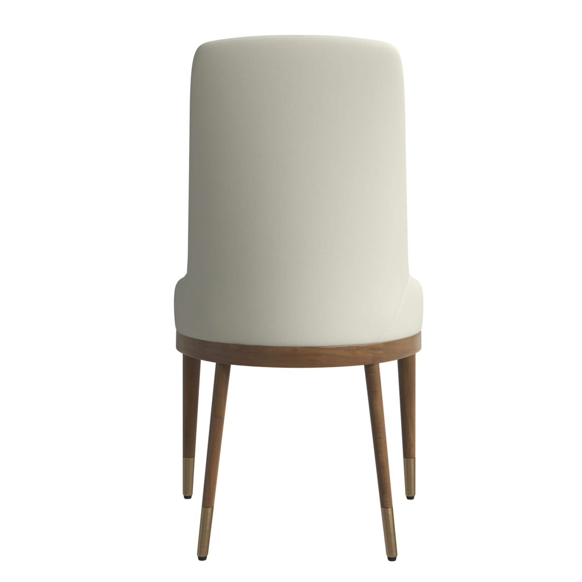 Viva Dining Side Chair Upholstered in Leather with Brown Rubberwood Legs Taupe Dining Chair Leisuremod