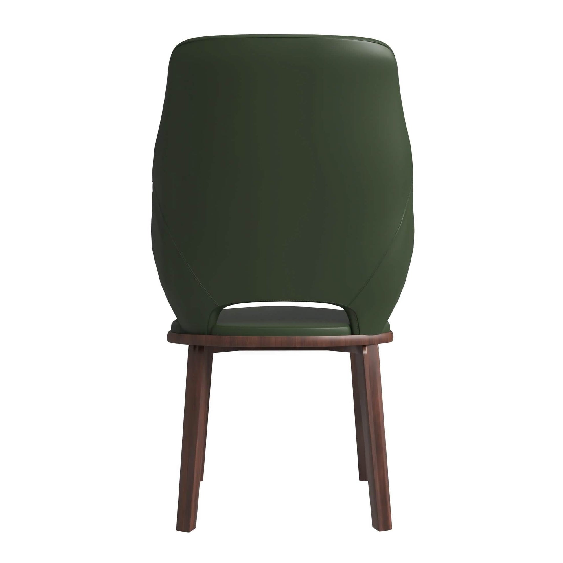 Vivara Dining Chair Upholstered in Leather with Rubberwood Base Dark Brown Dining Chair Leisuremod