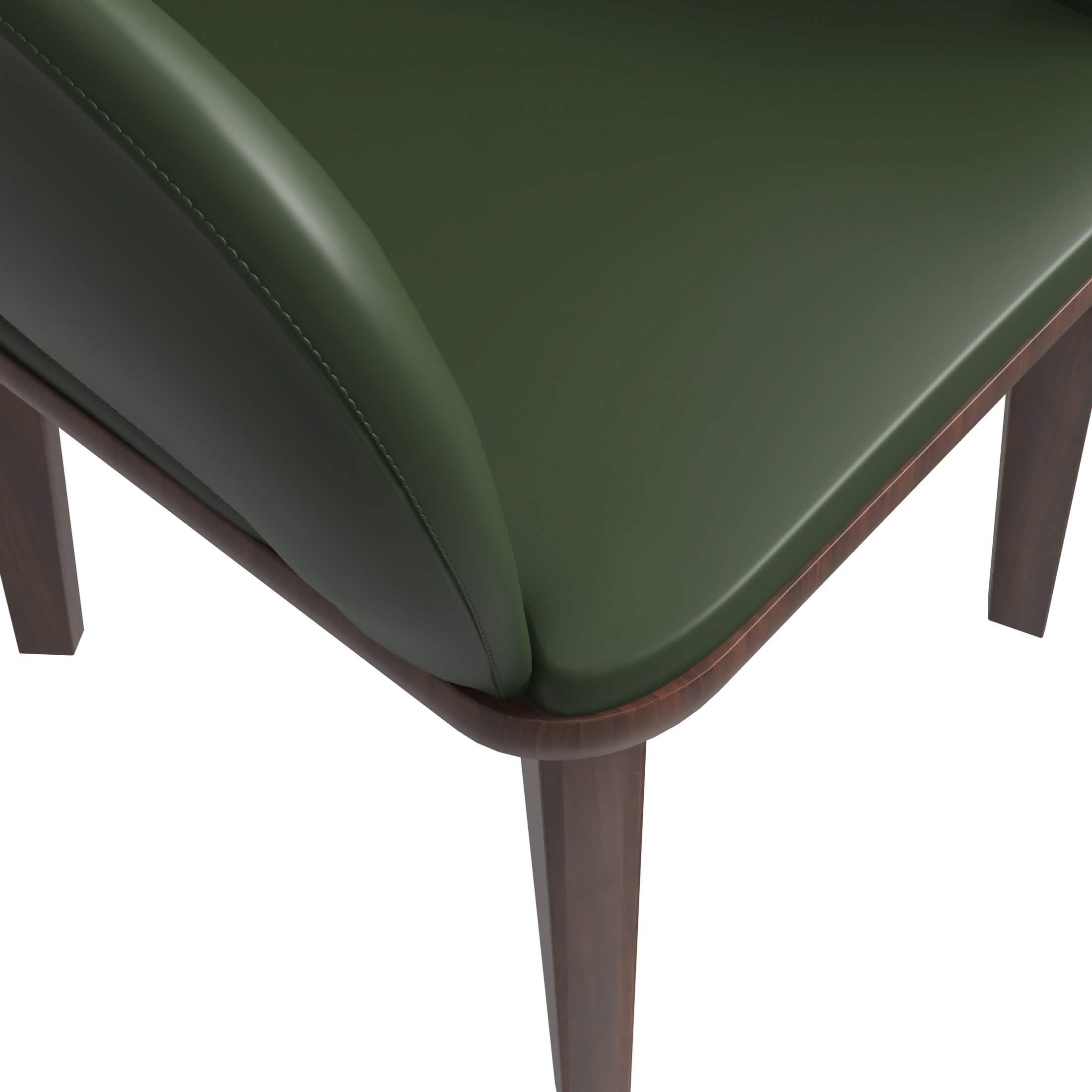 Vivara Dining Chair Upholstered in Leather with Rubberwood Base Dark Brown Dining Chair Leisuremod