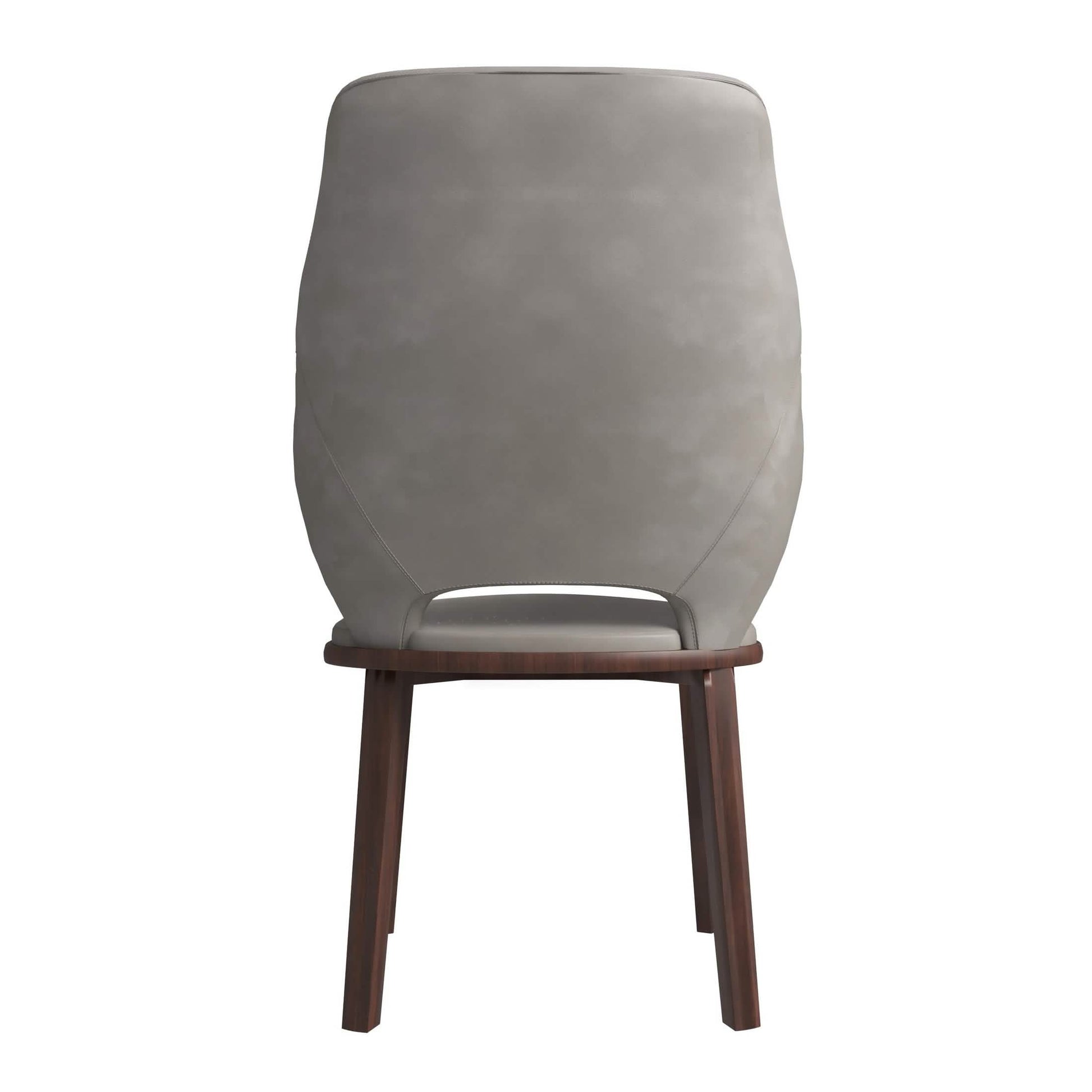 Vivara Dining Chair Upholstered in Leather with Rubberwood Base Dark Grey Dining Chair Leisuremod