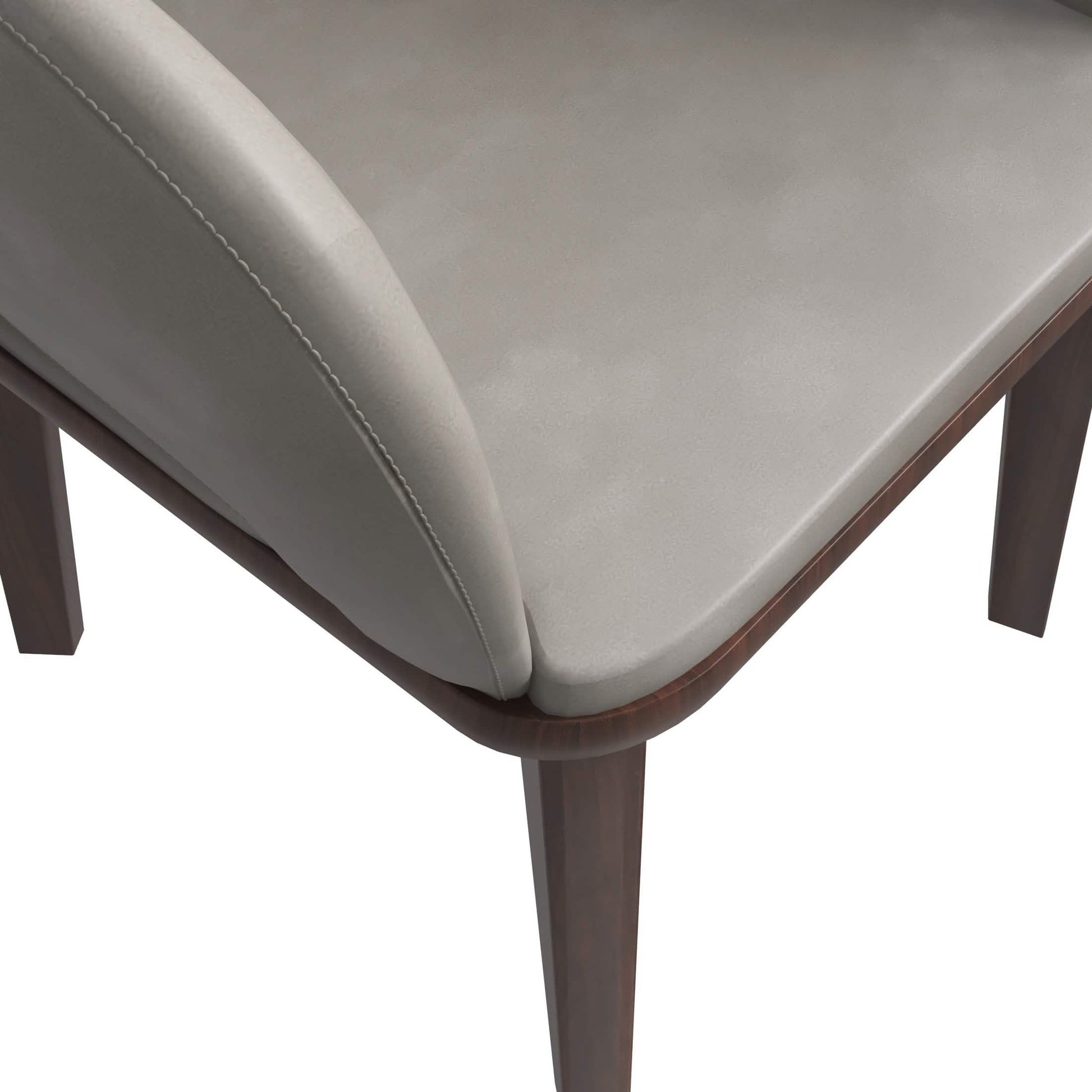 Vivara Dining Chair Upholstered in Leather with Rubberwood Base Dark Grey Dining Chair Leisuremod