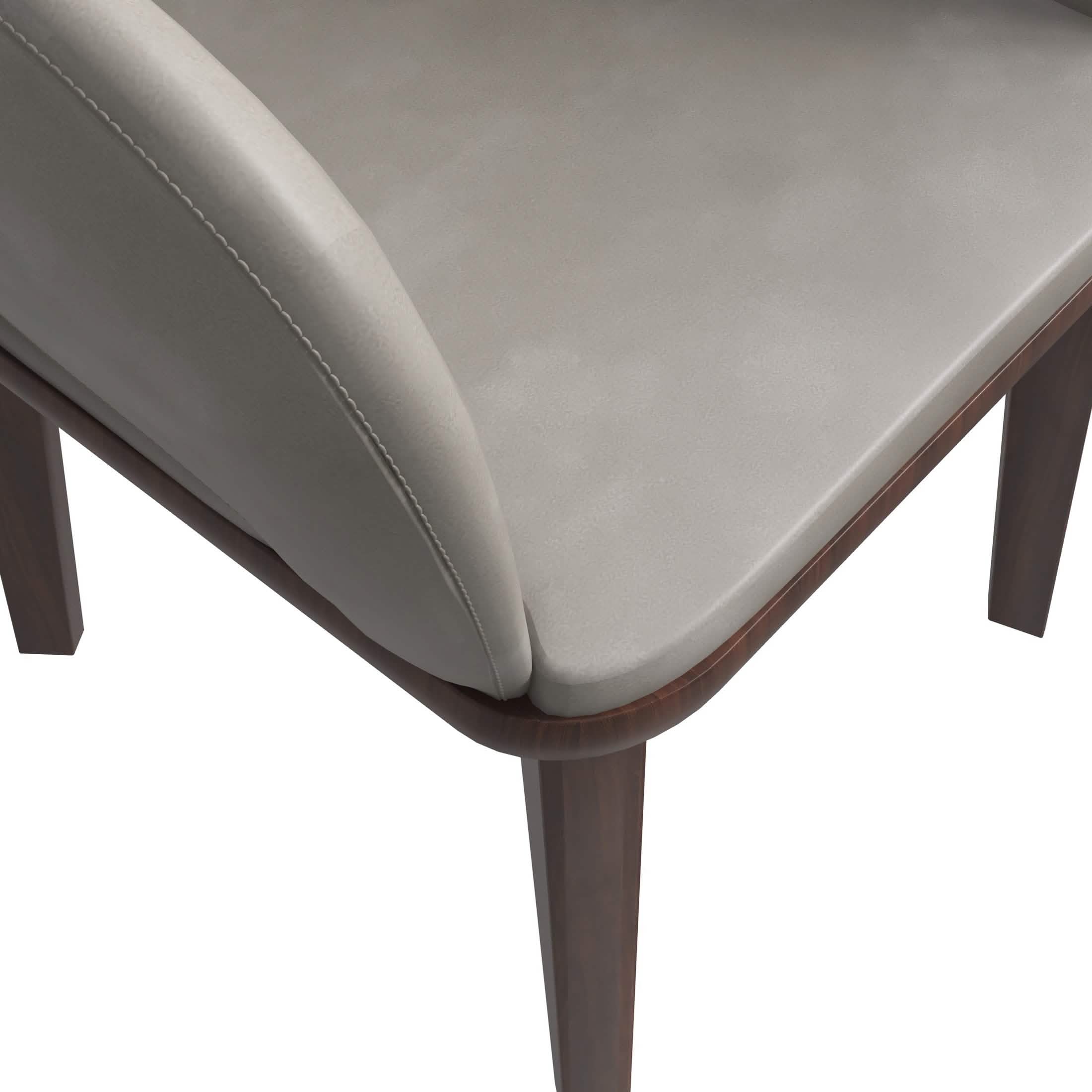 Vivara Dining Chair Upholstered in Leather with Rubberwood Base Dark Grey Dining Chair Leisuremod