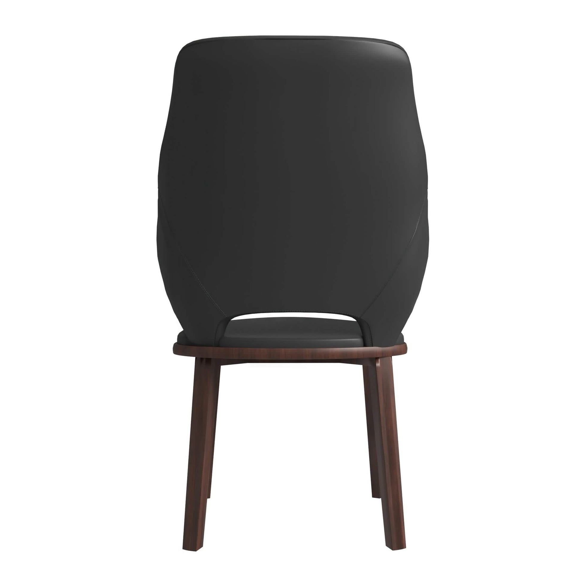 Vivara Dining Chair Upholstered in Leather with Rubberwood Base Dark Grey Dining Chair Leisuremod