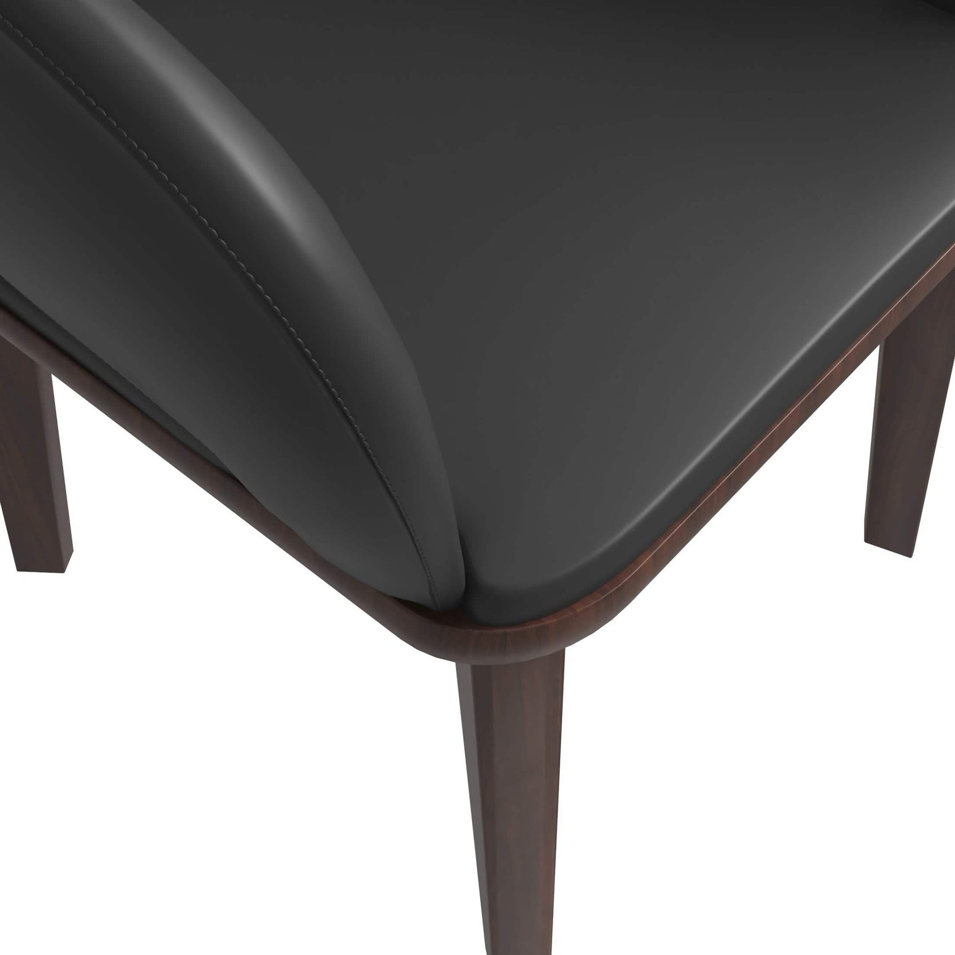 Vivara Dining Chair Upholstered in Leather with Rubberwood Base Dark Grey Dining Chair Leisuremod