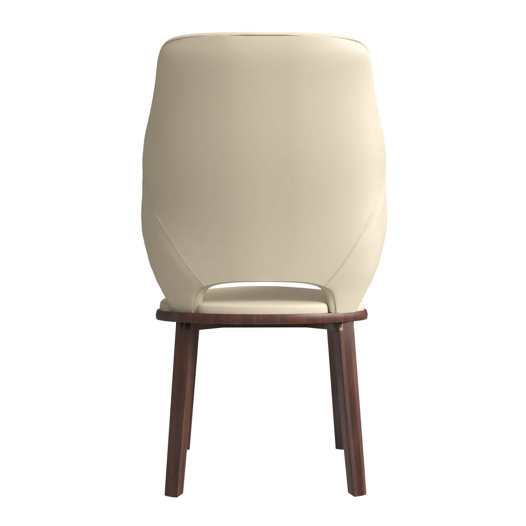 Vivara Dining Chair Upholstered in Leather with Rubberwood Base Light Toupe Dining Chair Leisuremod