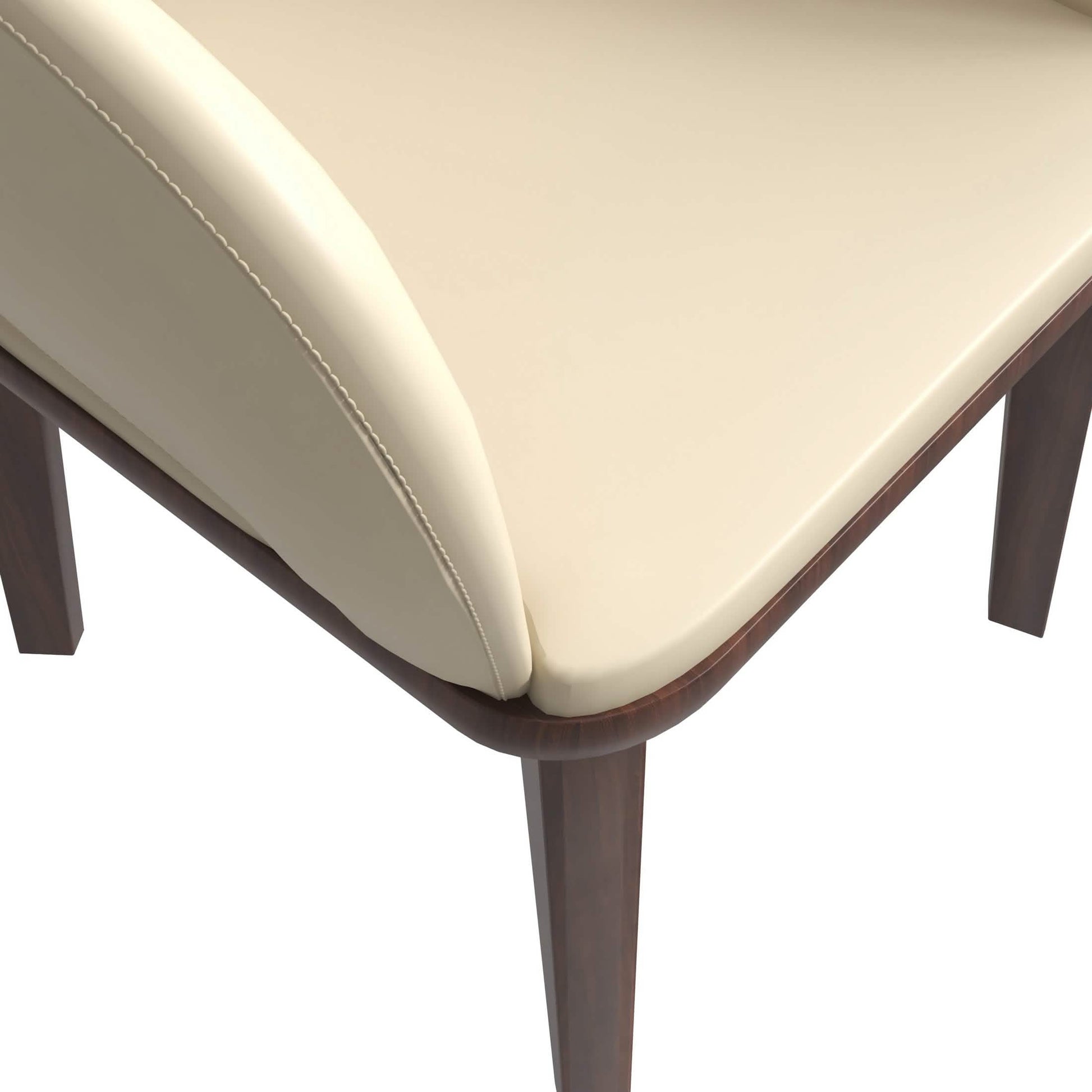 Vivara Dining Chair Upholstered in Leather with Rubberwood Base Light Toupe Dining Chair Leisuremod