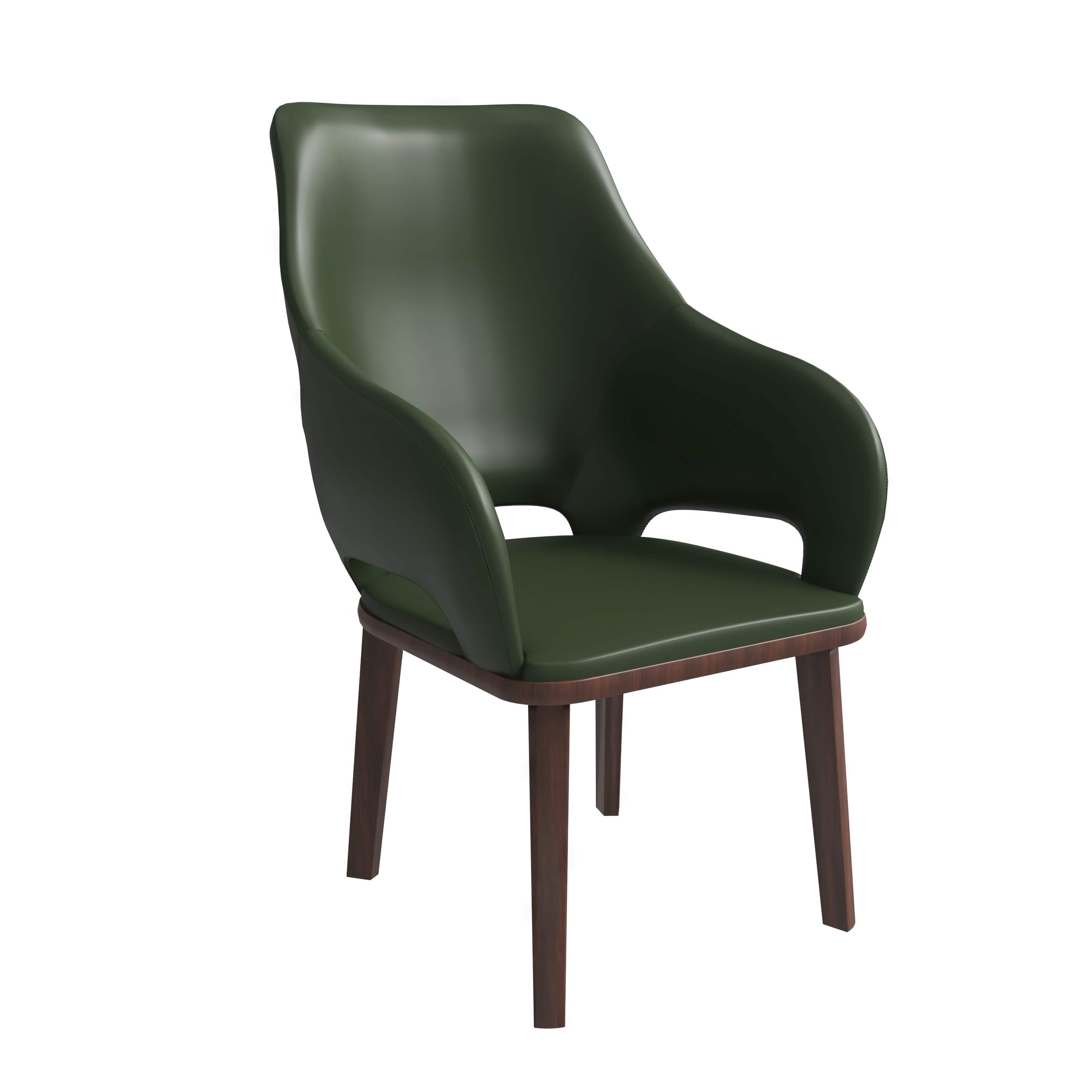 Vivara Dining Chair Upholstered in Leather with Rubberwood Base Dark Brown Dining Chair Leisuremod