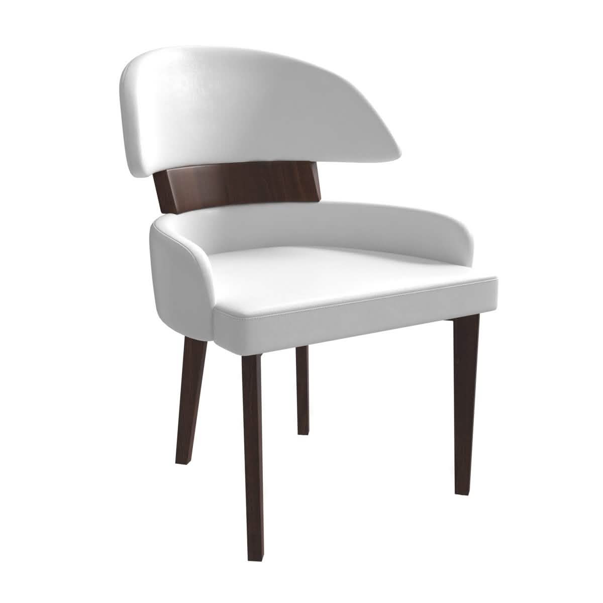 Ethos Leather Dining Chairs with Curved Open Back in Rubberwood White Dining Chair Leisuremod