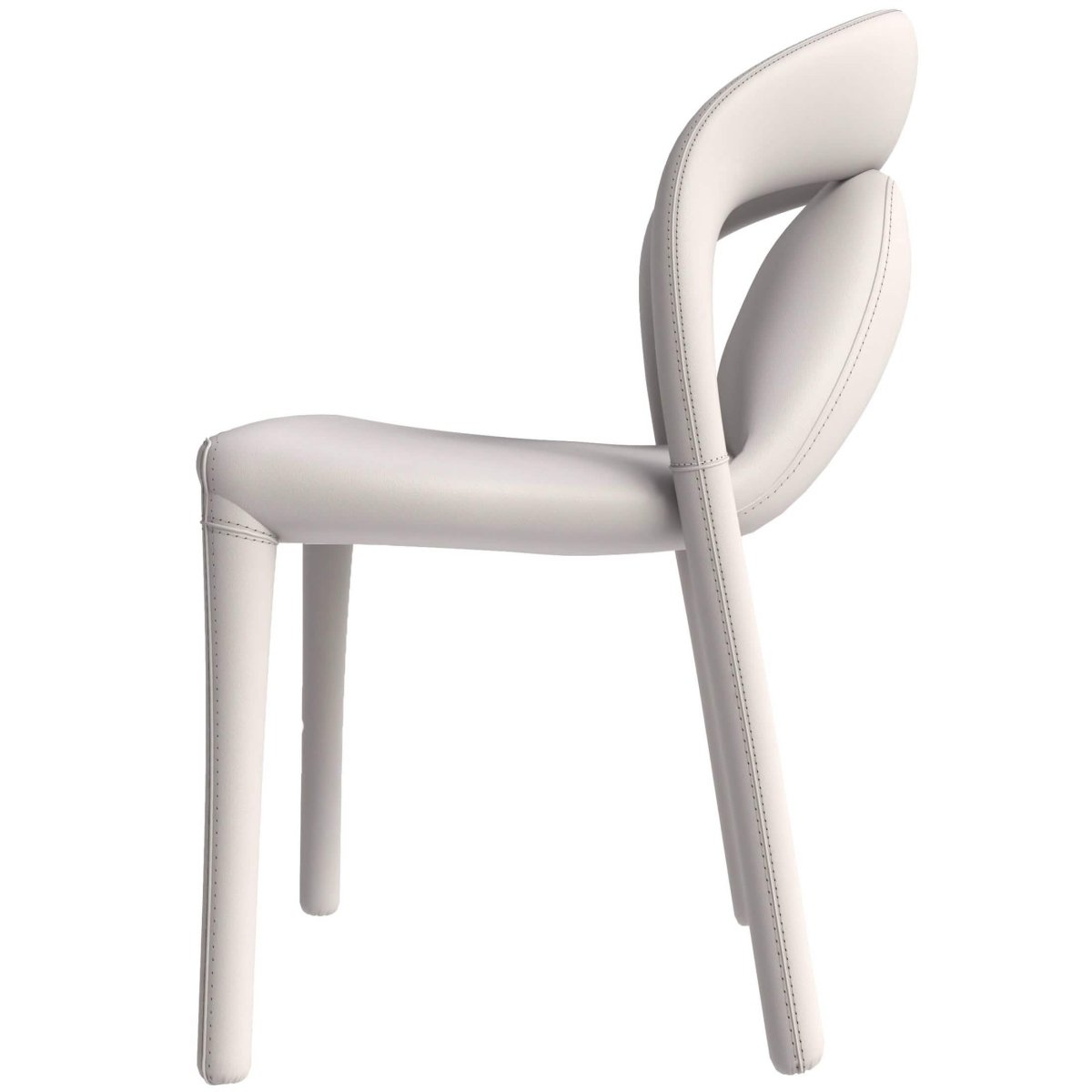 Solace Series Dining Chair Upholstered in Leather with Steel Legs and an Open Back Design Dining Chair Leisuremod