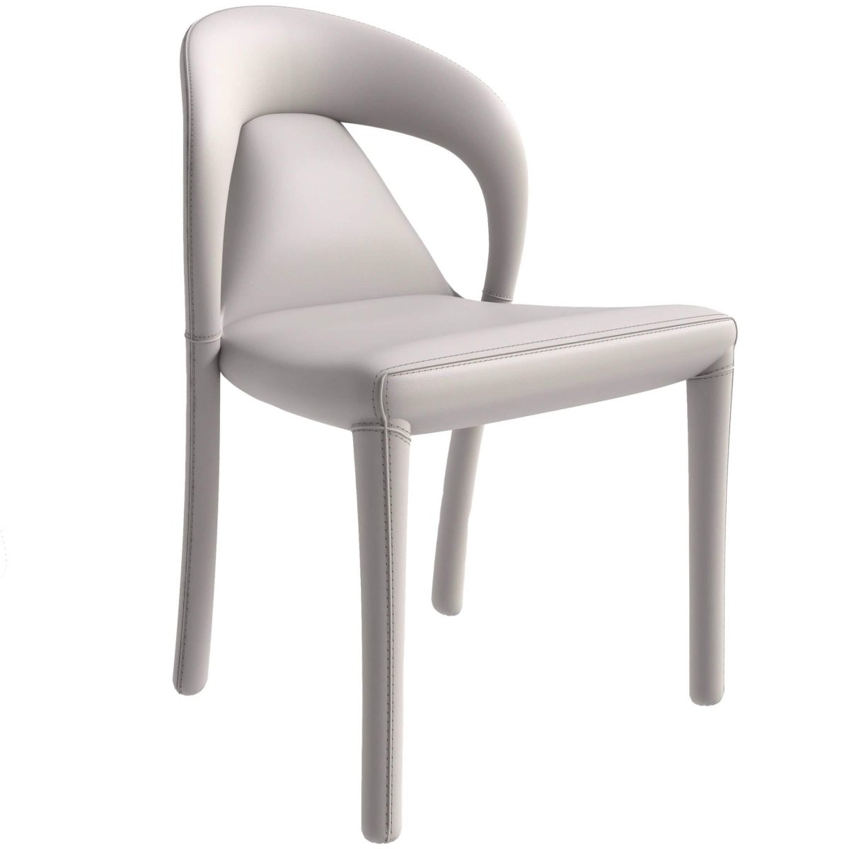 Solace Series Dining Chair Upholstered in Leather with Steel Legs and an Open Back Design Dining Chair Leisuremod